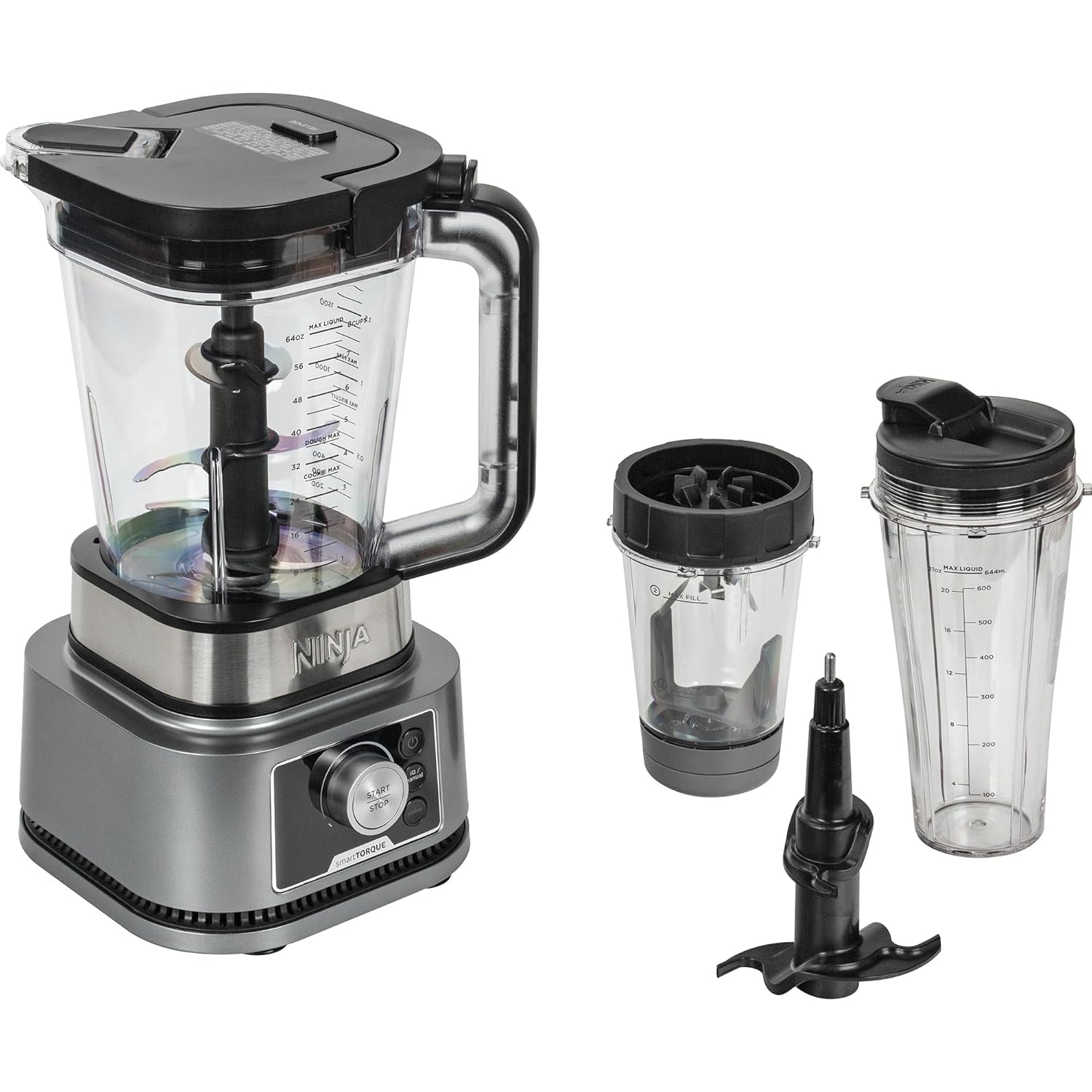 Ninja CB350EU Foodi Power Nutri Blender 3-in-1, Mix Smoothie Bowls, Thick Spreads & Frozen Drinks, Automatic Programs, 2.1L Jug, 700ml Cup & 400ml Bowl with Power Paddle, 1200W, Silver Mahajan Electronics Online