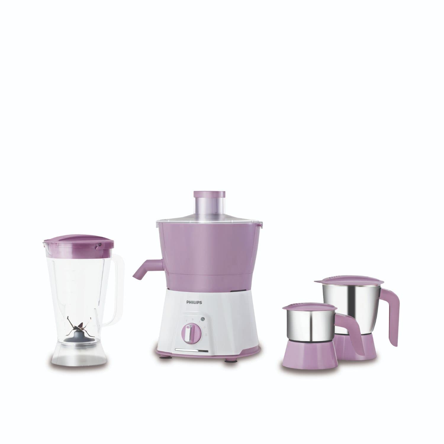 Philips HL7581 600W Juicer Mixer Grinder with 3 Jars, XL Feeding Tube & Turbo Power Motor – Pink (Avenger 600 Series)