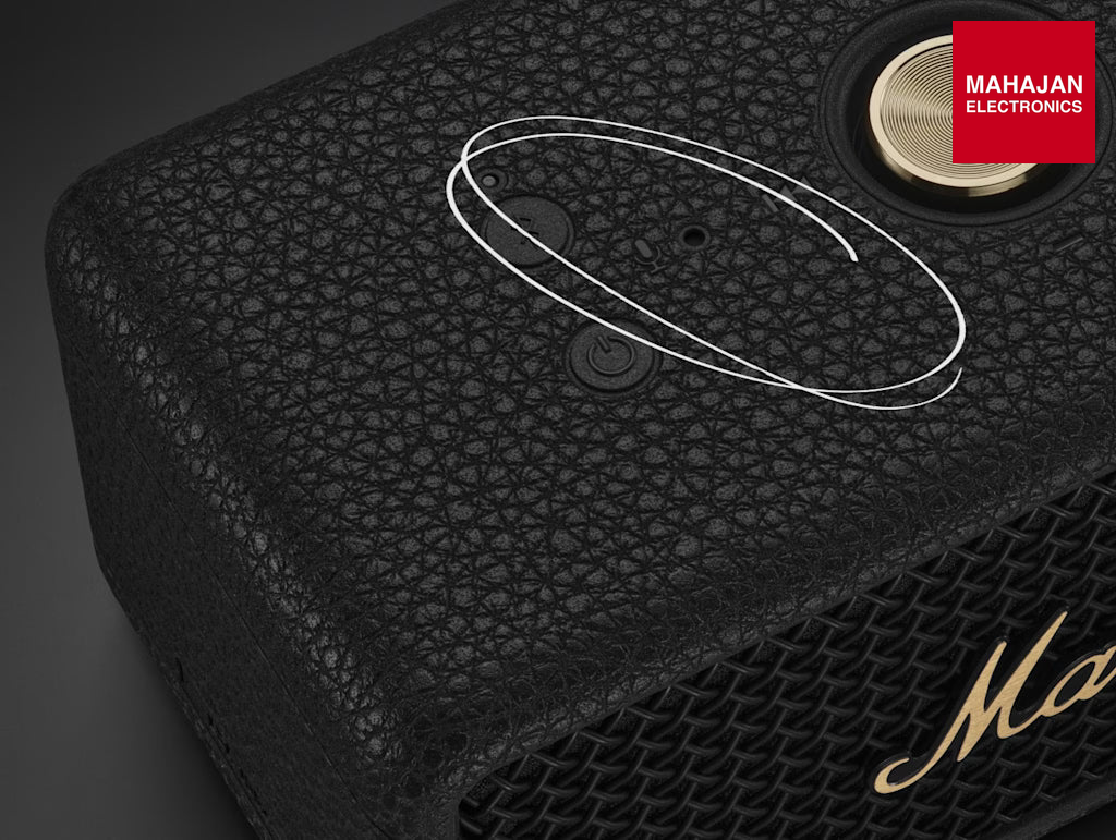 Marshall Emberton III Compact Portable Bluetooth Speaker with 360-Degree Sound, 32+ Hours Playtime & IP67 (Vintage Black) – Mahajan Electronics Online.