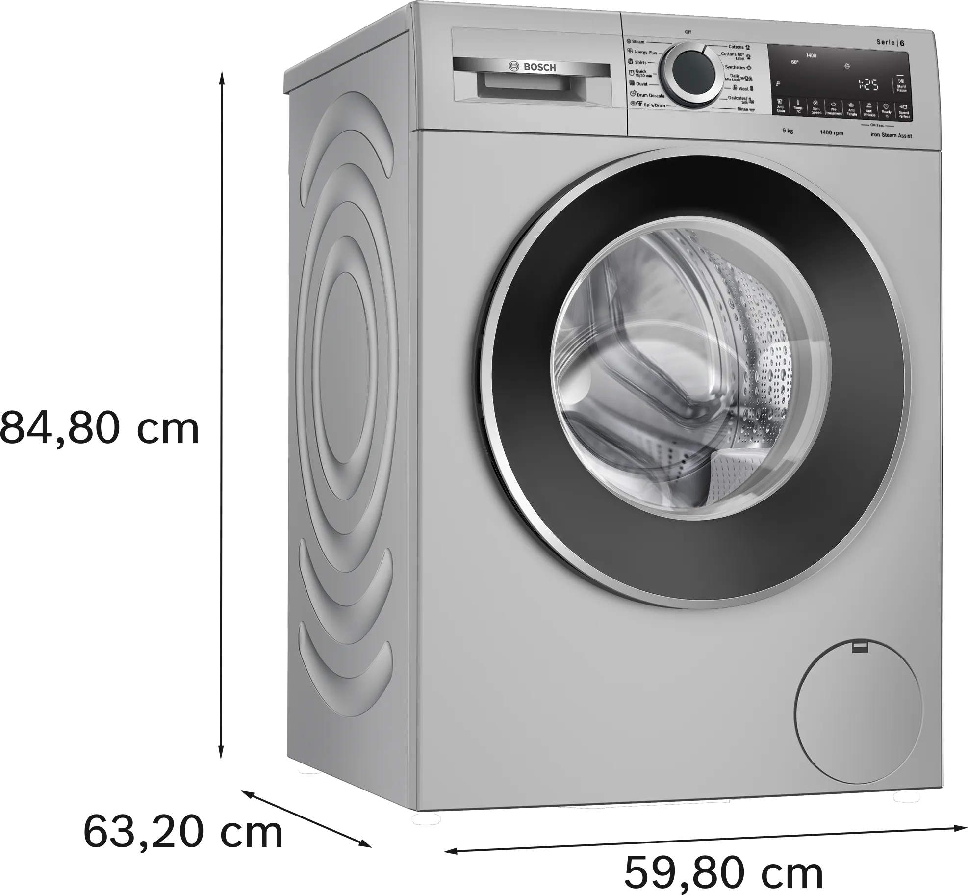 Bosch 9 kg WGA244ZSIN Front Load Washing Machine ( Silver, Inbuilt Heater) 1400RPM Mahajan Electronics Online