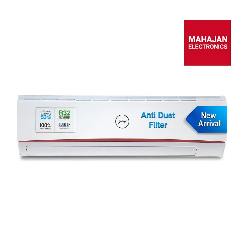 Air filter with 'Anti Dust Filter' label and 'New Arrival' badge on a white background, featuring Mahajan Electronics logo.