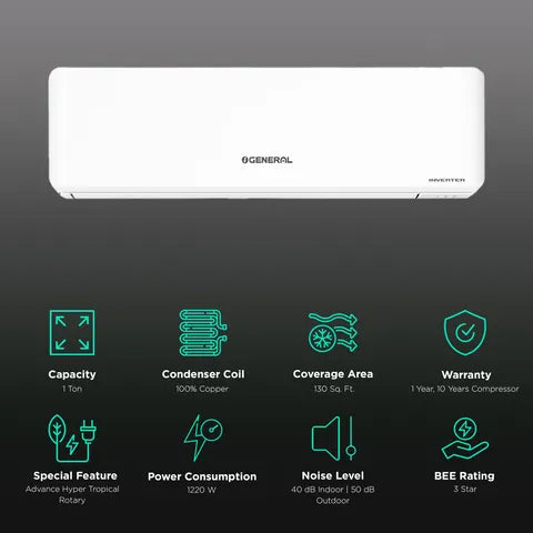 O General 1.0 Ton 3 Star ASGG12CPAB-B Inverter Split AC (Copper Condenser) Mahajan Electronics online