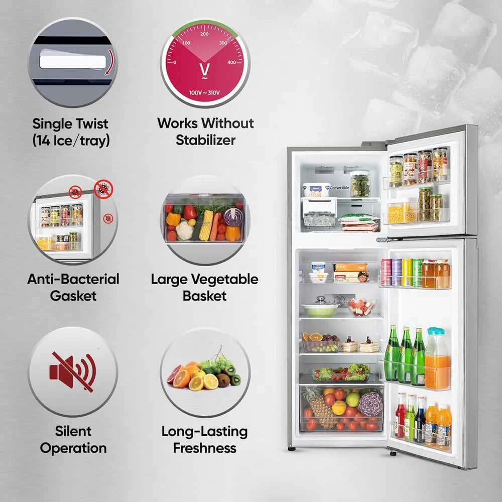 LG GL-N262SPZX 263 L Frost Free Double Door Refrigerator | Shiny Steel Mahajan Electronics online