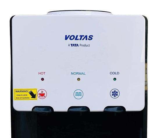 Voltas Spring TT Table Top Water Dispenser with Three Temperature Tap and Compact Design (White and Black) - Mahajan Electronics Online