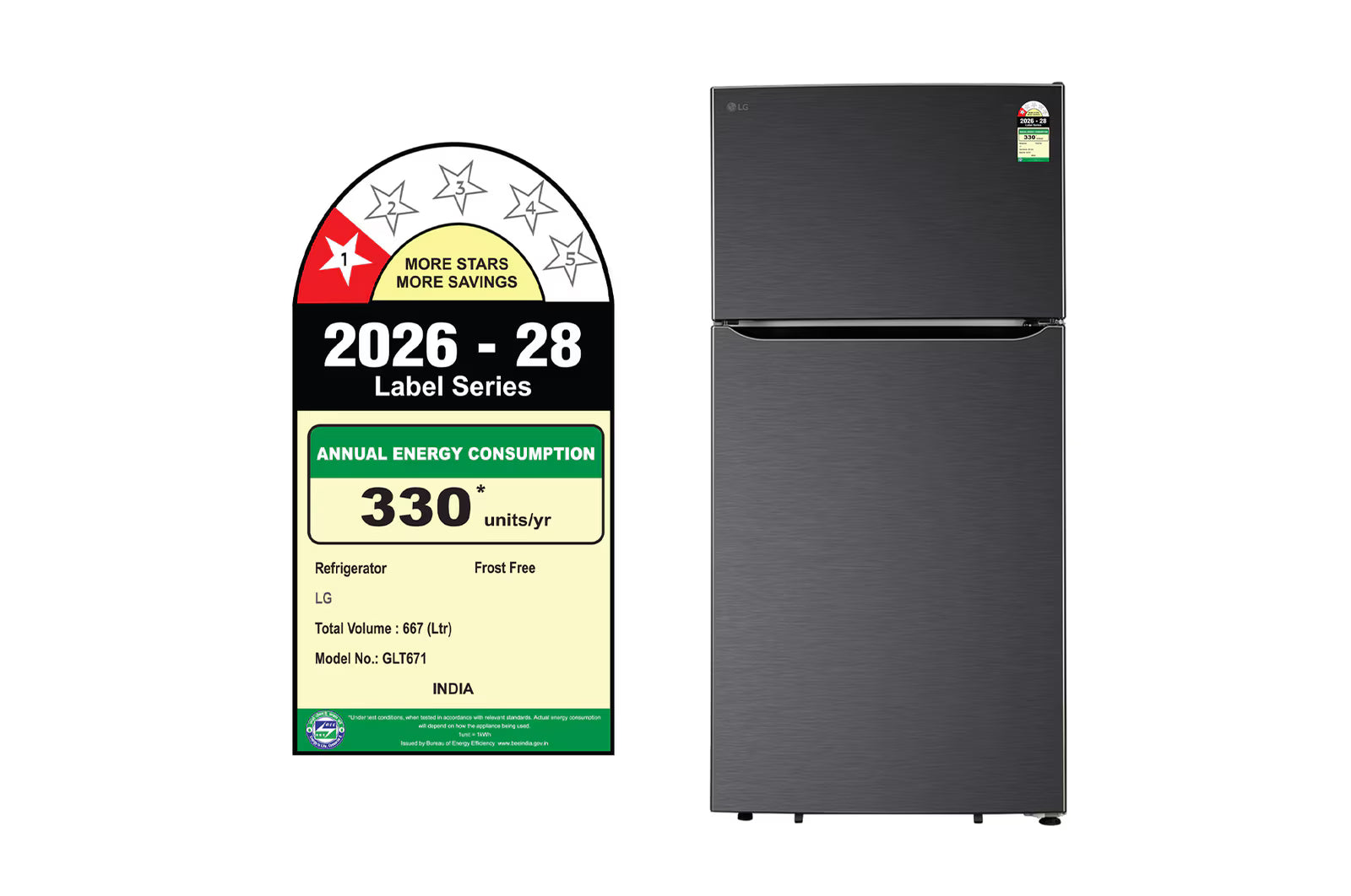 LG GLT6716PDMC 667 L Double Door Refrigerator with Convertible, Multi-Air Flow, Smart Inverter Compressor, Matte Black, 1 Star LG