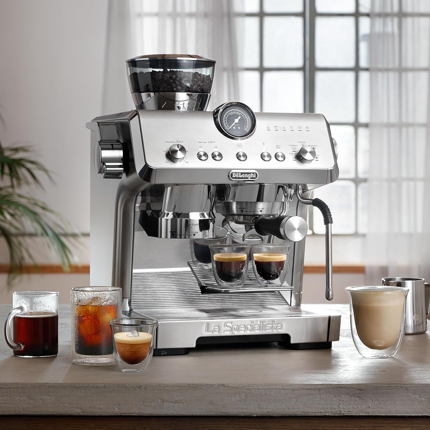 DeLonghi EC9555.M La Specialista Opera Professional Coffee Machine with Cold Brew, Original Italian Brand, Built In Grinder, Automatic Smart Tamping, Range of Hot & Cold Recipes, 19 Bar Pressure Mahajan Electronics Online