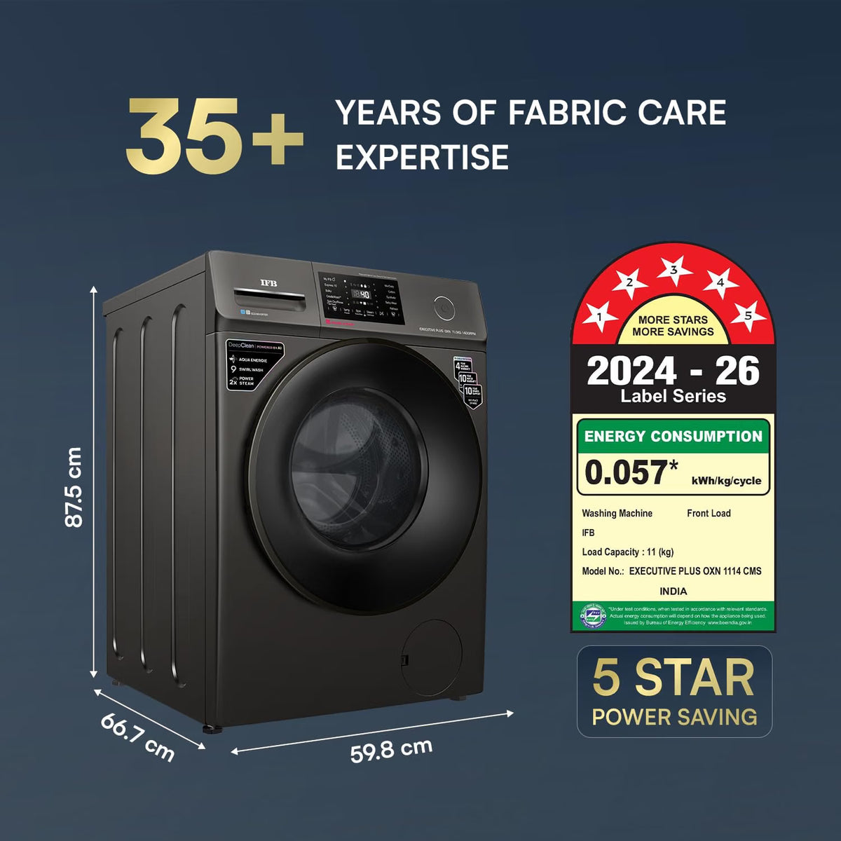 IFB EXECUTIVE PLUS OXN 1114 CMS 11 Kg 5 Star Front Load Washing Machine (Onyx) IFB