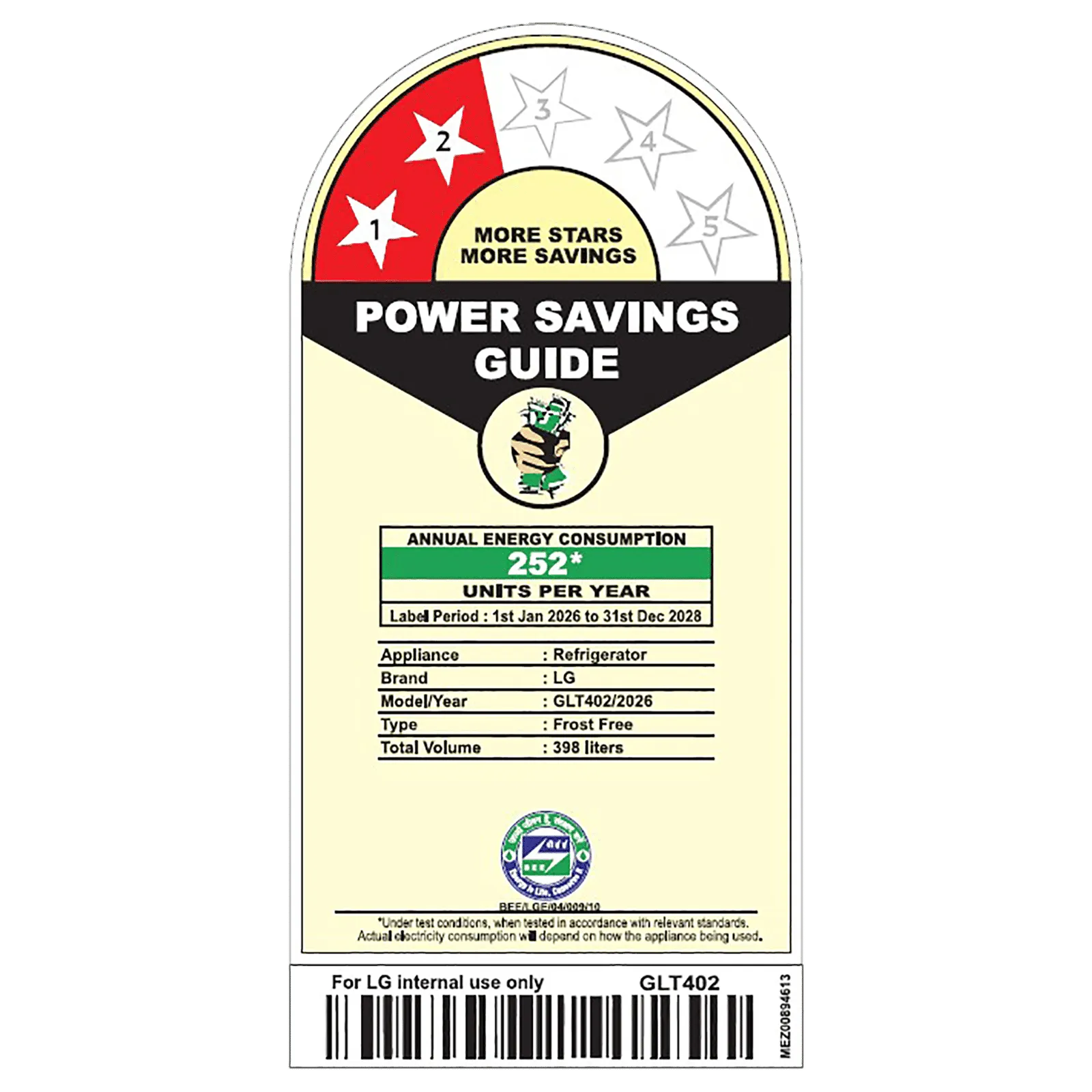 LG GLT4026SNPZ 398 Litres 2 Star Frost Free Double Door Smart Wifi Enabled Convertible Refrigerator with Multi Air Flow ( Shiny Steel) (2026 Model) Mahajan Electronics Online