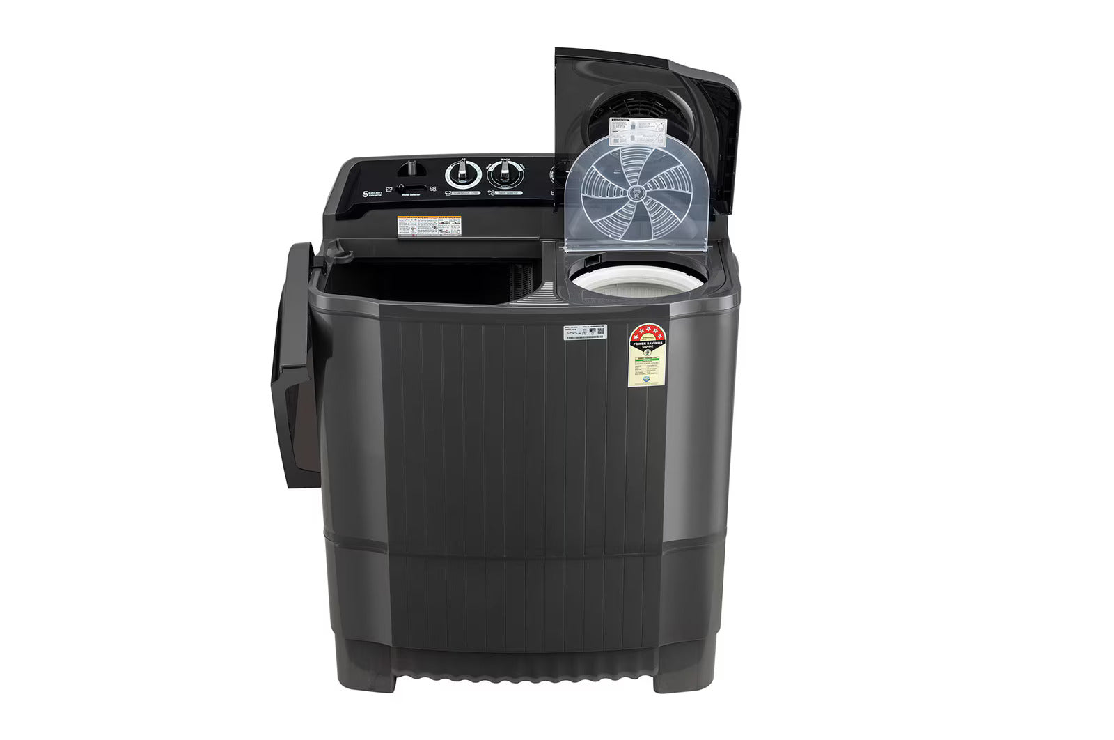 LG P8015SKAZ 8Kg Semi Automatic Top Load Washing Machine, Roller Jet Pulsator + Soak, Middle Black Mahajan Electronics online