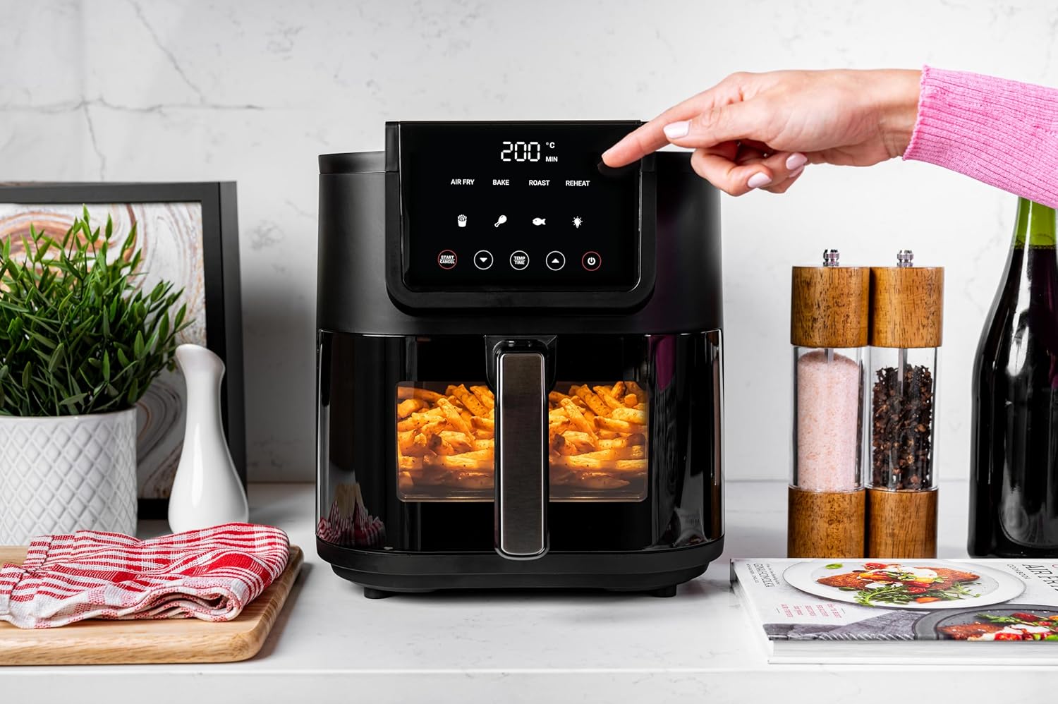 Nutricook 5 Litre Air Fryer Slim, 2025 New Launch, Clear Window & Interior Light, Large Basket, Space-Saving Slim Design, Air Fry, Bake, Reheat, with 5 Presets, 1500W, 2 Years Warranty Mahajan Electronics Online