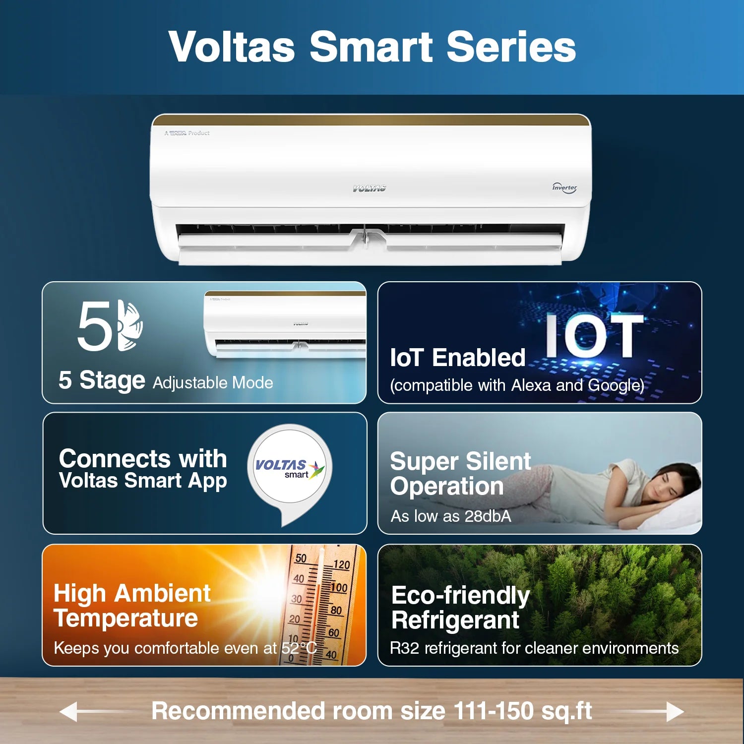 Voltas 183V Vertis Smart Elite Gold SmartAir Inverter AC, 1.5 Ton, 3 Star Mahajan Electronics Online