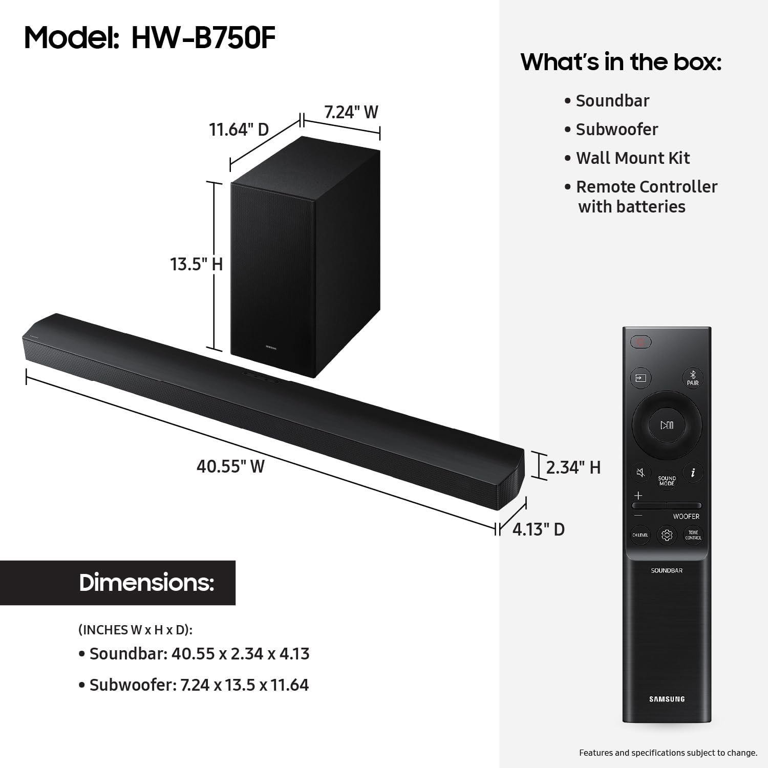 Samsung B-Series Soundbar HW-B750F 5.1 ch Subwoofer (2025 Model) Voice Enhance Mode, Q-Symphony, Adaptive Sound Mahajan Electronics Online
