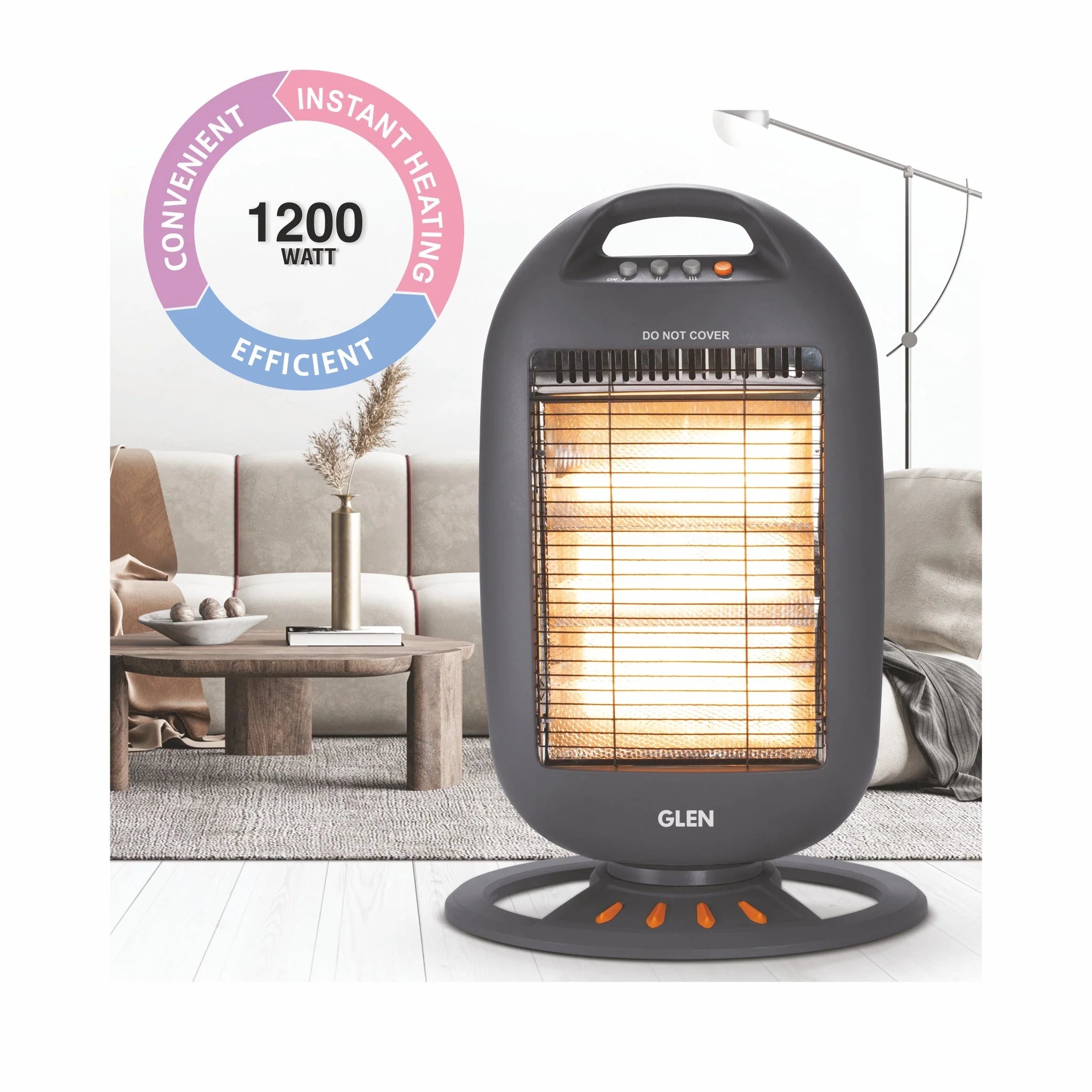 Glen HA7017 HL BL Electric Halogen Room Heater with 3 Heat Settings Grey/Black Mahajan Electronics Online