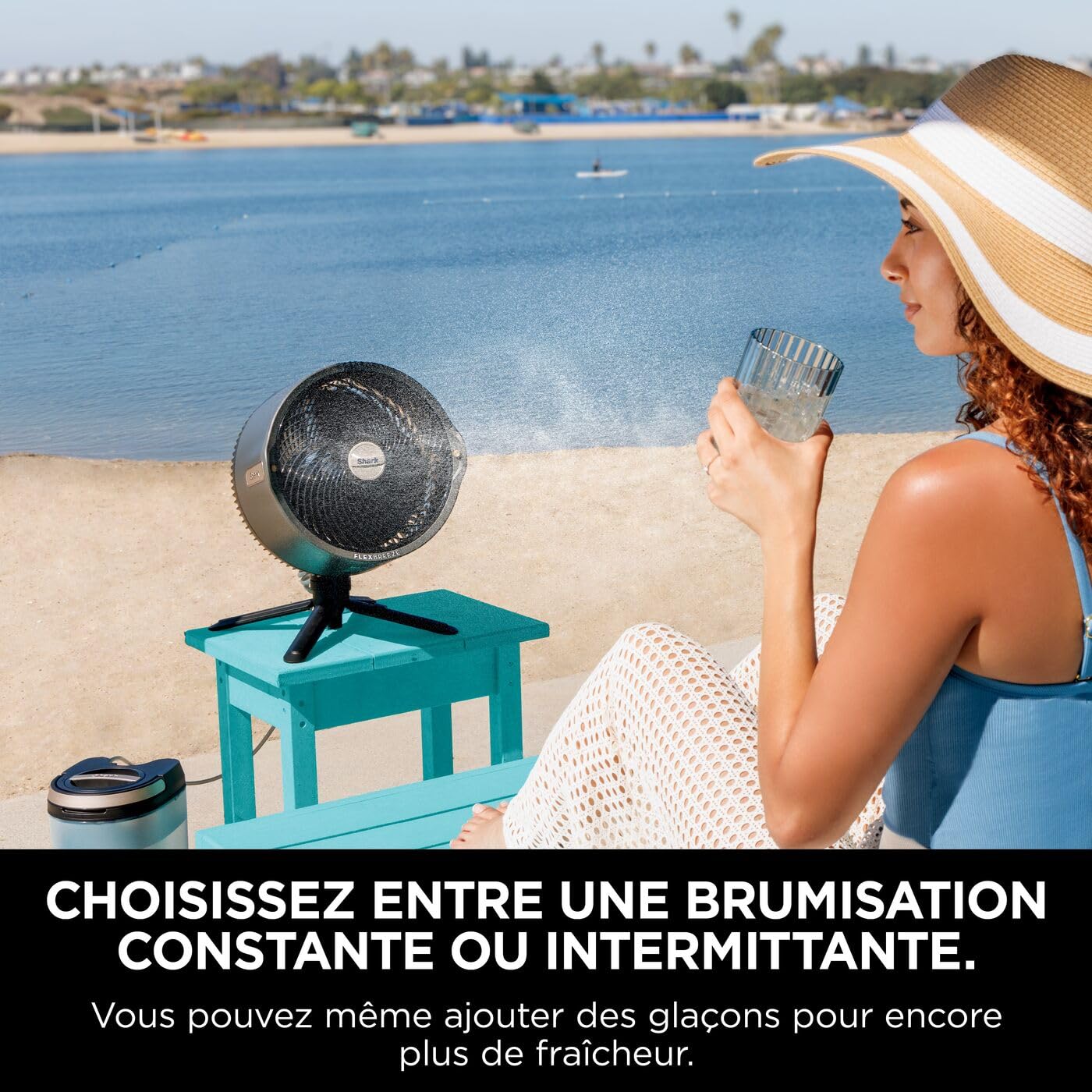 Shark FA300EU FlexBreeze Pro Mist Wireless Indoor/Outdoor Fan, Portable Mister, 20m Range, Free Standing or Tabletop, 5 Speed, Quiet, Remote Control, Charcoal Grey Shark