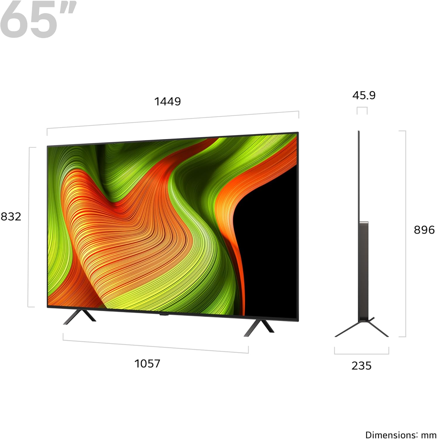 LG OLED55B56LA 55-Inch OLED AI 4K UHD Smart TV, (α8 AI Processor, Dolby Atmos, Freeview Play and Amazon Alexa, 120Hz) [Model 2025] [Energy Class F]