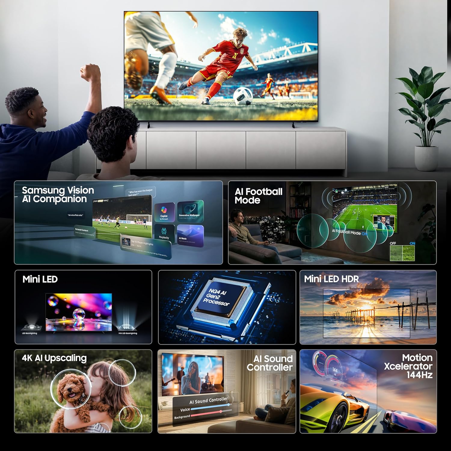 Samsung UA75M80HAULXL (75 inches) 4K Ultra HD Mini-LED 4K  Vision AI Smart TV Titan Black Mahajan Electronics Online