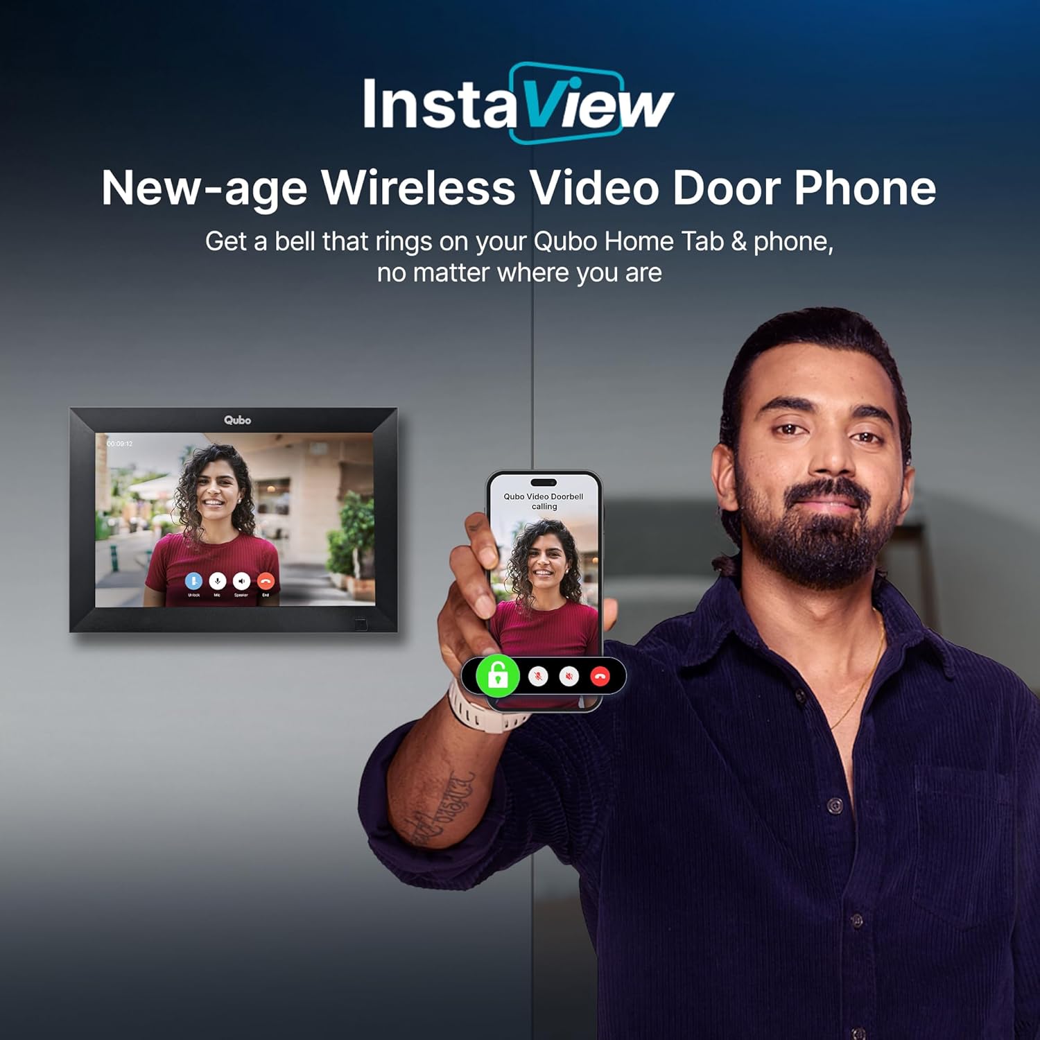 Qubo Instaview New Age Video Doorphone from Hero Group | 3MP Video Doorbell Pro 2K + Wireless Home Tab 1296p Resolution | Instant Phone & Tab Visitor Video Call | 2-Way Talk | Mahajan Electronics Online