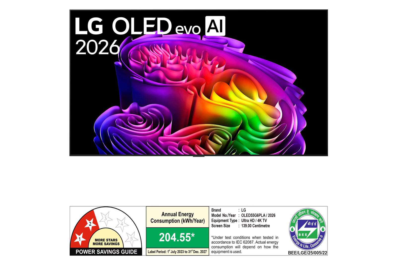 LG OLED55G6PLA  139 cm (55) OLED evo AI G6 4K Smart TV with α11 AI Processor Gen3, with Dolby Vision & Atmos 2026 Mahajan Electronics Online