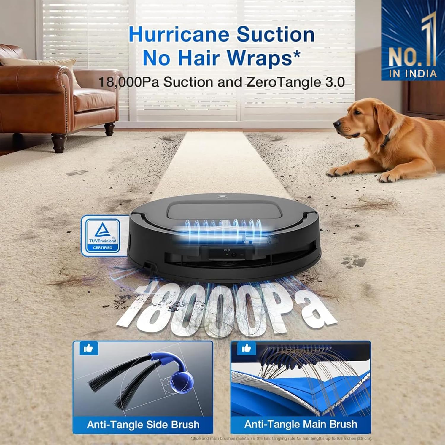 ECOVACS DEEBOT T80 Omni 2 in 1 Robot Vacuum Cleaner & Mop, 2025 New Launch, 18000 Pa, 6400 mAh Battery, OZMO Roller Real-Time Mop Washing, Self-Emptying, Hot Air Drying, AI ReMop 2.0, ZeroTangle 3.0 Mahajan Electronics Online