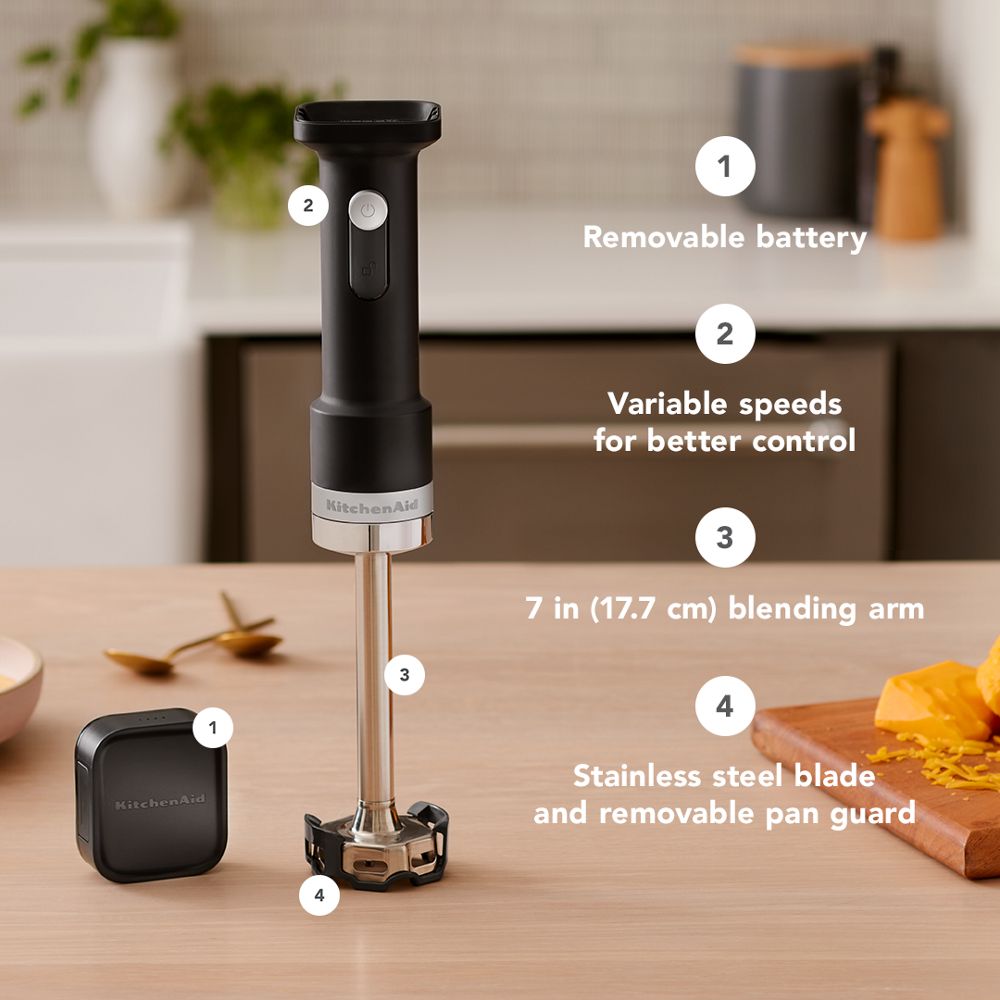 KitchenAid Go® Cordless Hand Blender 5KHBRV00ABM– battery sold separately Matte Black KitchenAid