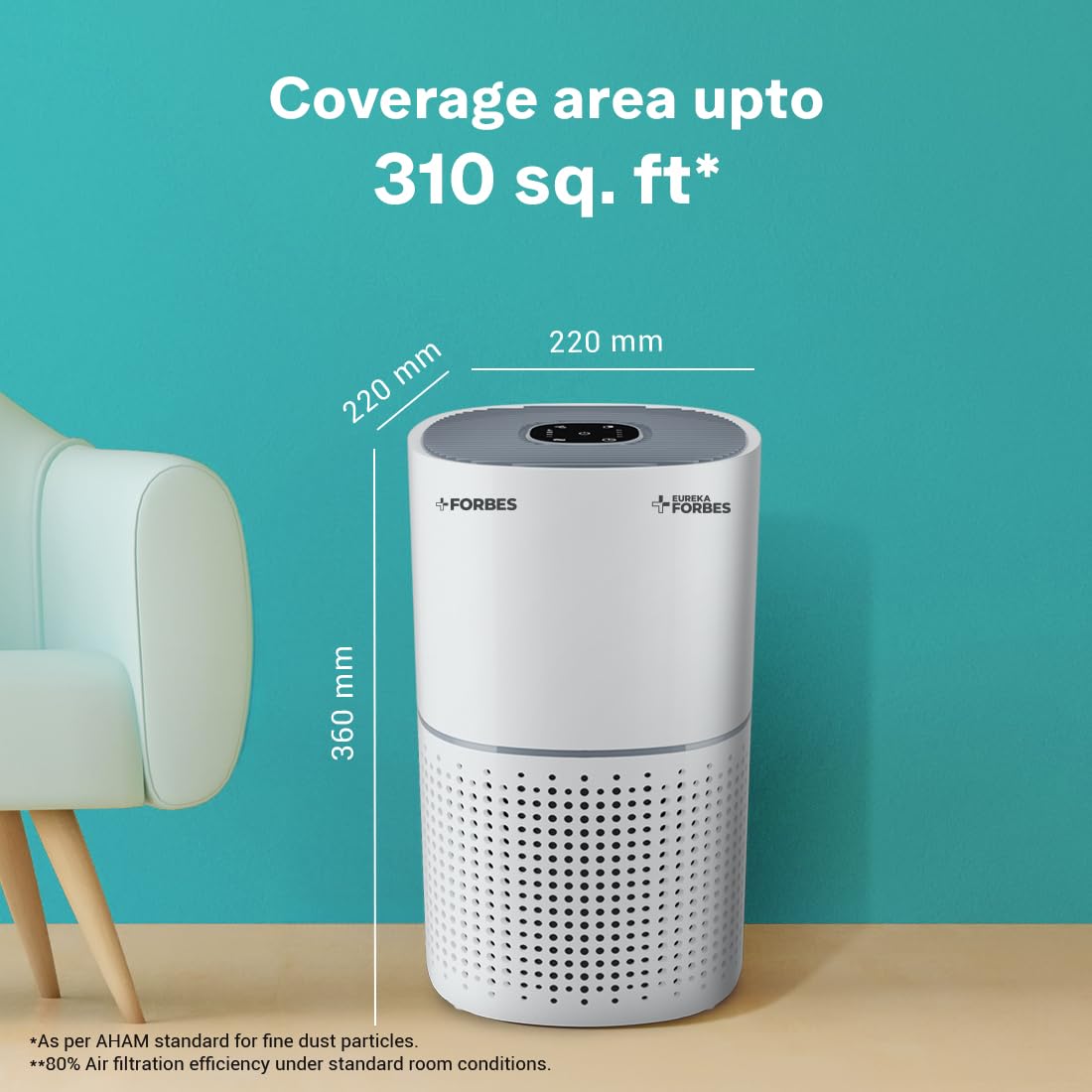 Eureka Forbes Air Purifier 230|True HEPA H13 Filter & Surround 360° Air Intake Tech(Approx. 1.5-2 Yrs)| Removes 99.97% PM2.5, Dust & Allergens| 4-Stage Purification|Coverage 310 Sq. Ft|Sleep Mode Mahajan Electronics Online
