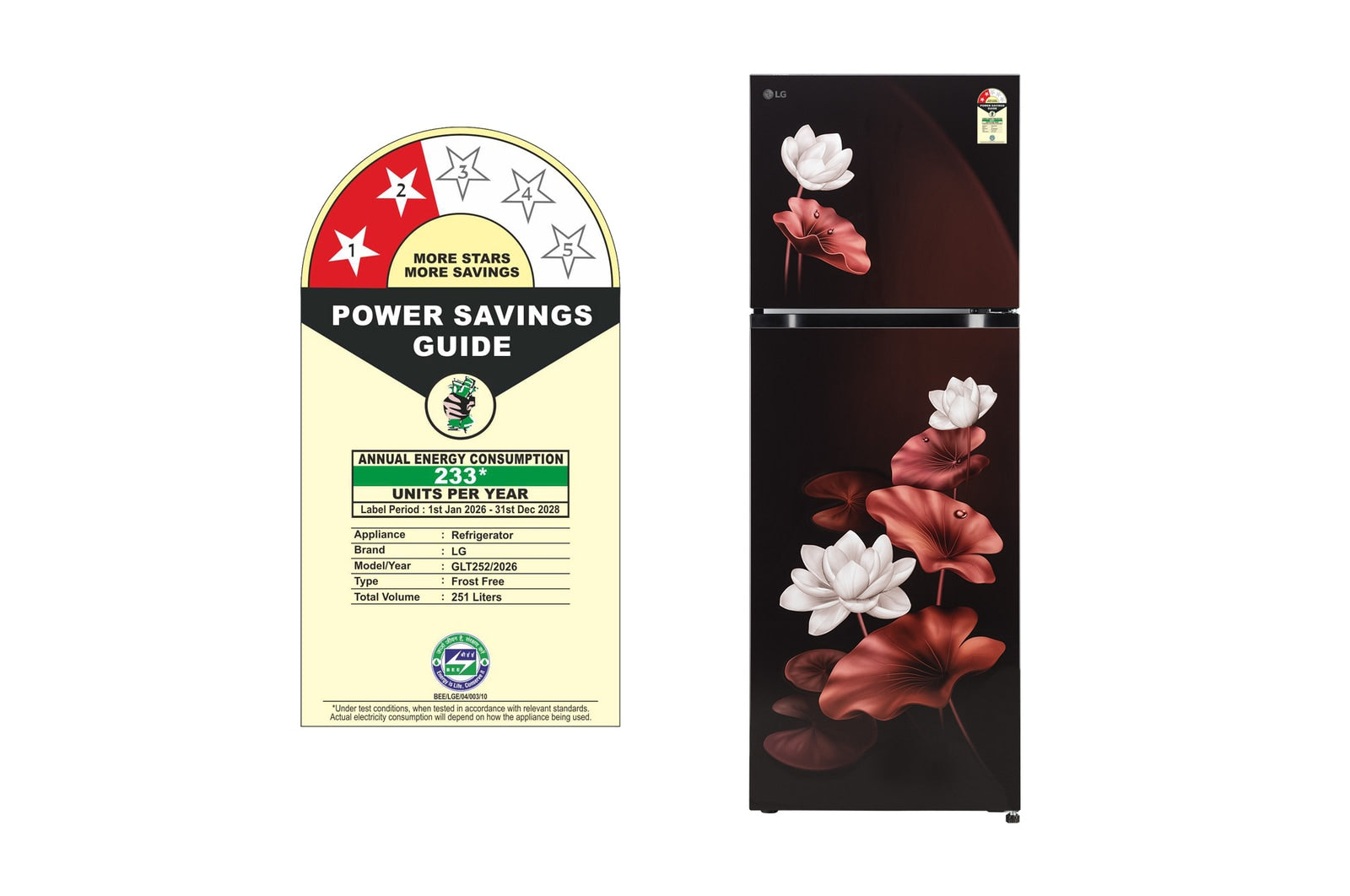 LG GLT2526XWSL 251L Double Door Refrigerator, Convertible, Auto Smart Connect, Smart Inverter Compressor, Multi Air Flow, Scarlet Lotus, 2 Star Mahajan Electronics Online