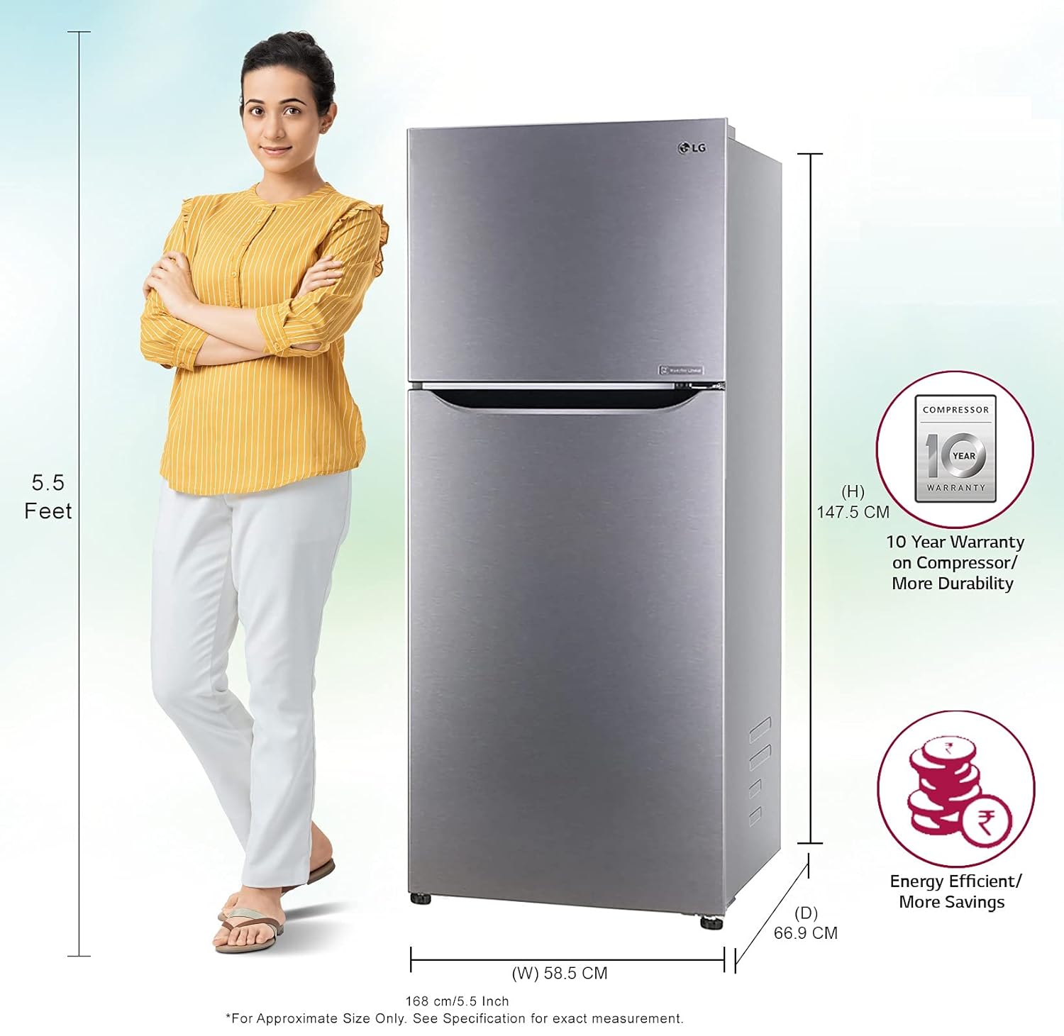 LG GL-N292DDSY 260 L 2 Star Inverter Frost-Free Double Door Refrigerator Mahajan Electronics Online