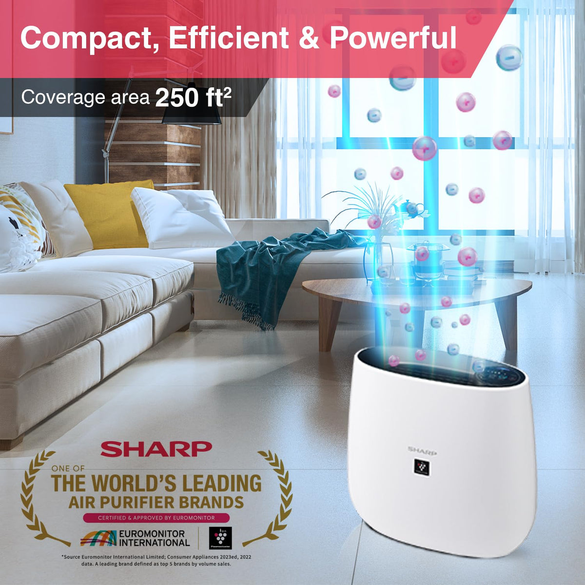 Sharp Air Purifier FP-JA30M with Patented PCI Technology, HEPA Filter, Removes Bacteria, Virus, Mold, VOCs & Static charge, 4 Stage Filtration, Coverage Area Up To 250 Sq. Ft White Mahajan Electronics Online