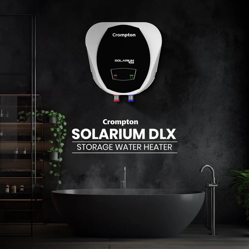 Crompton Solarium DLX 25L Storage Water Heater | 2000W Heating | Glass Lined Tank | Smart Shield Corrosion Protection | 3-Level Safety | White Crompton