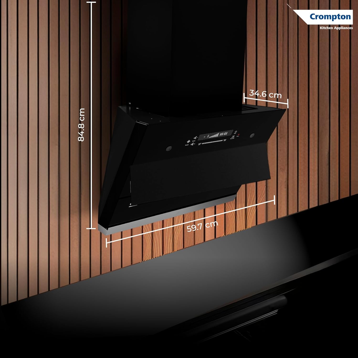 Crompton CHD-AQI60FLE-IND BLDC 1700m3/hr 60cm Slant Chimney| Filterless Intelligent Autoclean| Built In Oil Collector| Touch+Motion Sensor Control|10Yrs Motor & 4Yrs Overall Warranty Mahajan Electronics Online