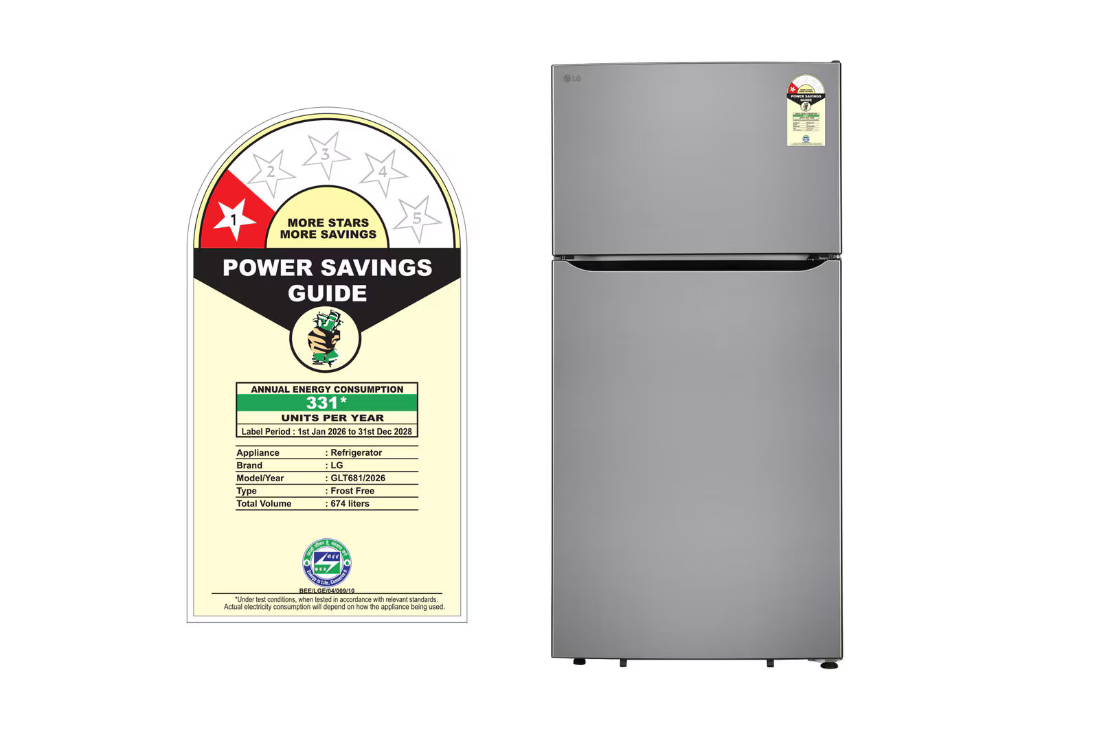 LG GLT6816ODPZ 674L Double Door Refrigerator with Smart Inverter Compressor and Multi-Air Flow, Shiny Steel Finish, 1 Star Mahajan Electronics Online