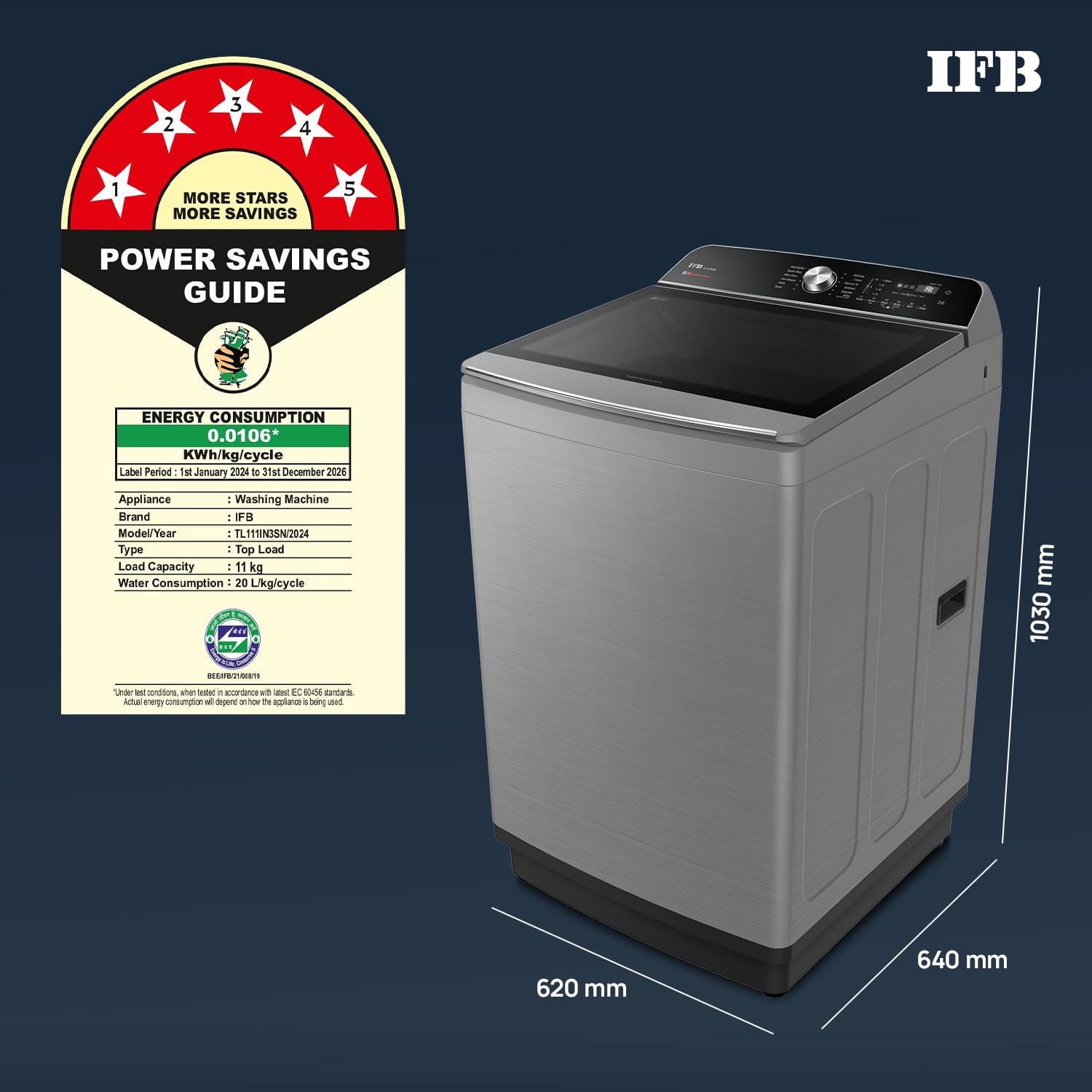 IFB TL111IN3SN 11 Kg 5 Star with DeepClean® Technology, AI Powered, Fully Automatic Top Load Washing Machine (2025 Model, PowerSteam®, Inbuilt Heater, 5D Wash, Aqua Energie, Inox) Mahajan Electronics Online