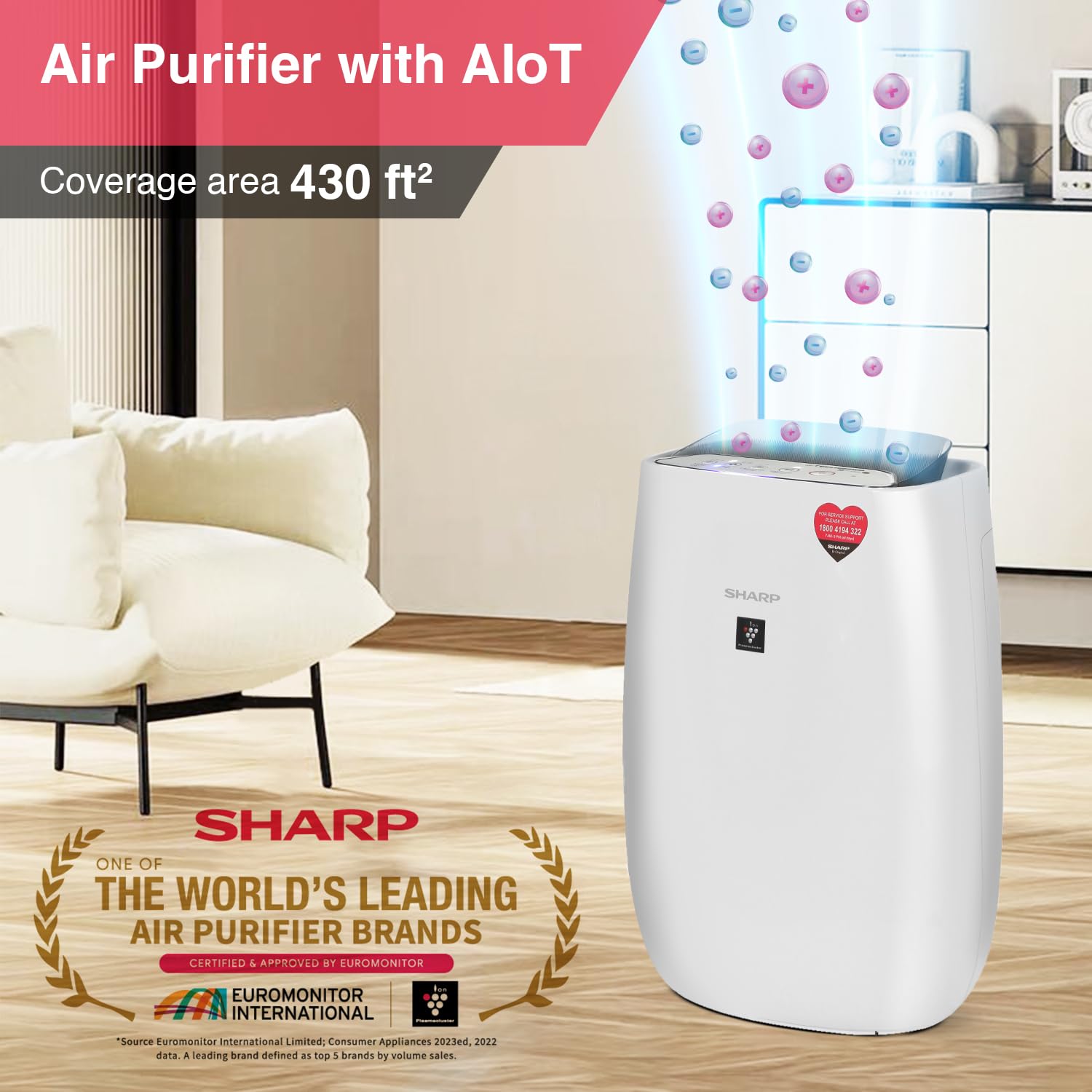 SHARP FP-J52M-W Air Purifier for Home | Wi-Fi Connectivity, HEPA, Carbon & Pre Filters, PM 2.5 Display | Real Time Indicator for Air Quality, Temperature, Humidity, Filter Life and Change Indicator Mahajan Electronics Online