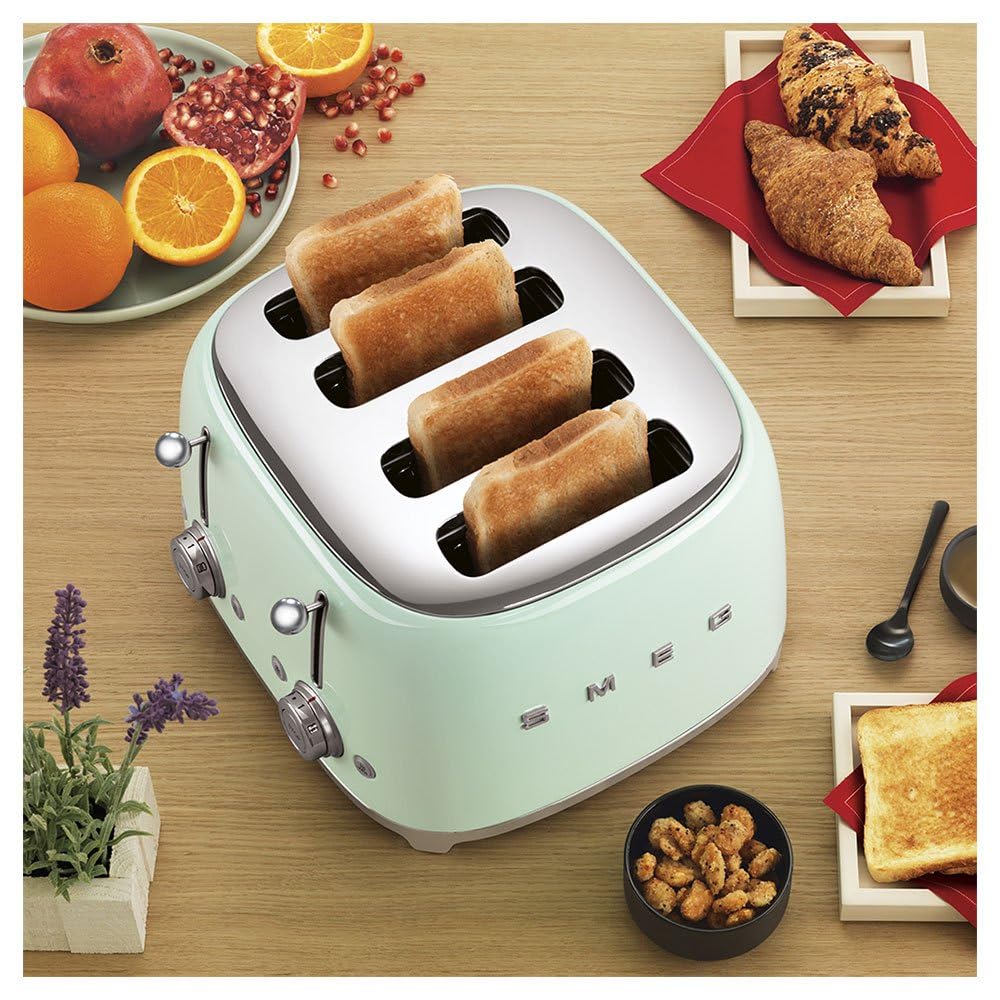 SMEG TSF03PGEU| Toaster 4 slices 50's Style | Colour : Pastel Green Mahajan Electronics Online