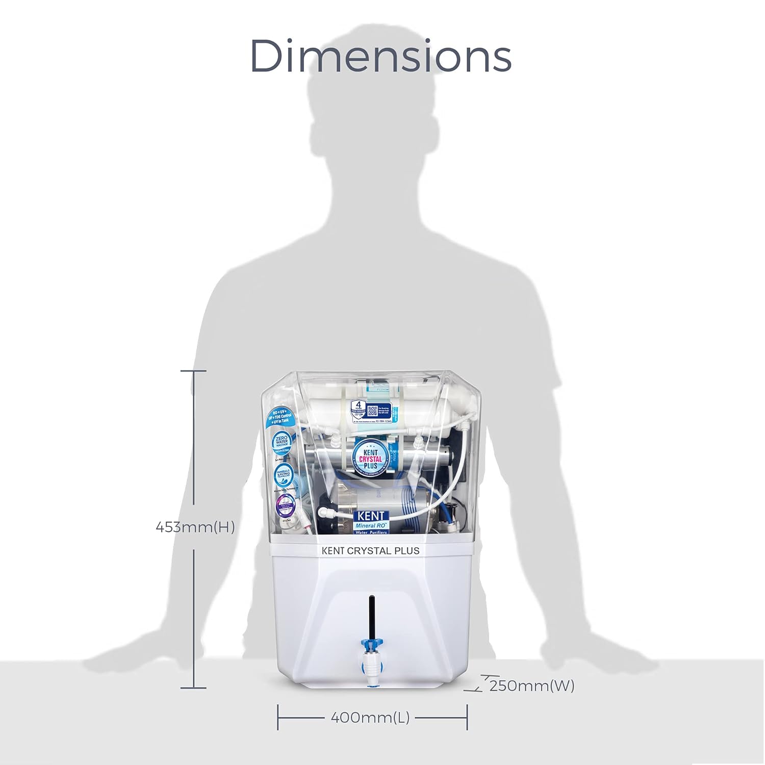 KENT Crystal Plus Alkaline RO + UV + UF + TDS Control + in-Tank UV Water Purifier 11 L | 20 L/hr Water Purification | Zero Water Wastage Technology Mahajan Electronics Online