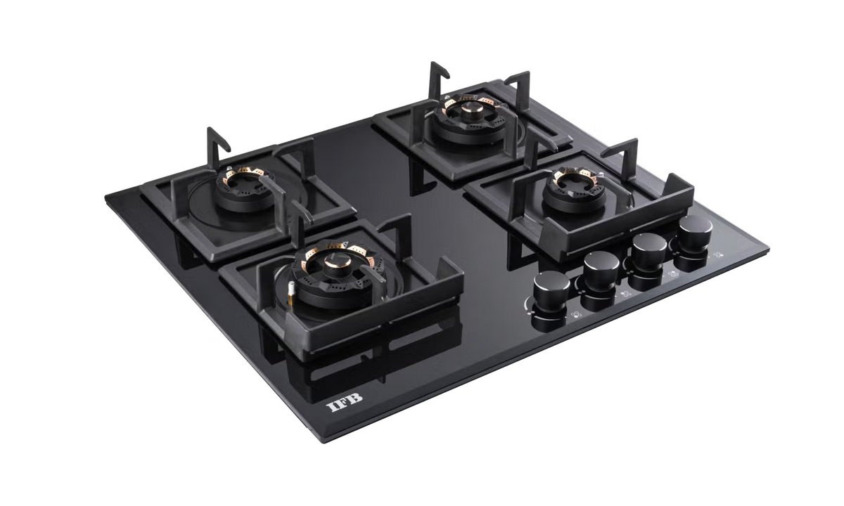 IFB 60-GCI4B-3D-FFD 4 Burners Hybrid Hob with Bevelled Tempered Black Glass IFB