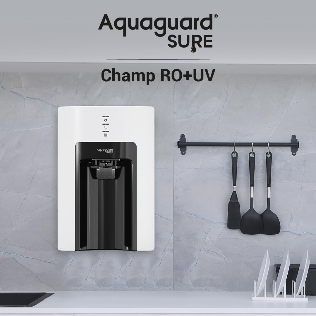 Aquaguard Sure Champ Steel Model: GWPDACRUS00B1X Water Purifier | 2 Year Filter Life | With Mega Sediment Filter | 2 Free Cleaning Service | 6-Stage Purification | Large 6L Storage | India’s No.1 Purifier