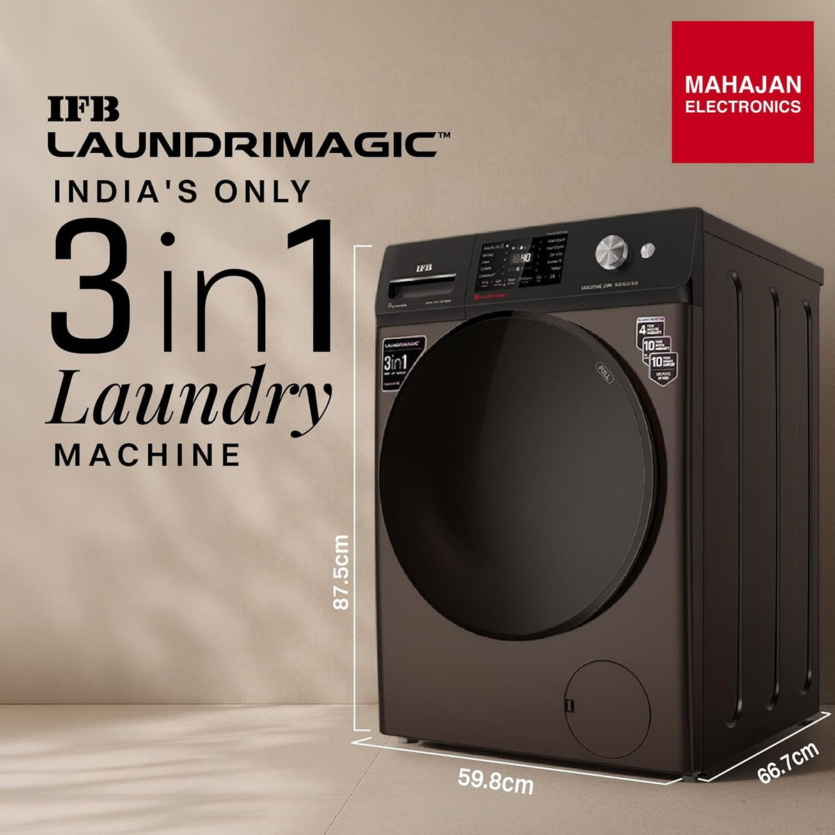 IFB WDR Executive ZMN CMS 9/6/3 kg Fully Automatic Washer Dryer Refresher with Steam Refresh, AI Powered, 100% Dry Clothes, 9 Swirl Wash Mimic Handwashing, WiFi & Eco Inverter Motor ( Mocha) IFB