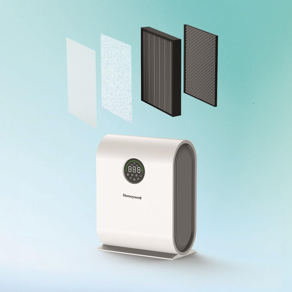 Honeywell Filter Air Touch V5 4-in-1 Compound with Pre Filter, Nano-Silver Anti-Bacterial,H13 HEPA and Activated Carbon, Removes 99.99% Allergens,Pollutants,PM2.5,VOCs,Smoke,Odour Mahajan Electronics Onlie