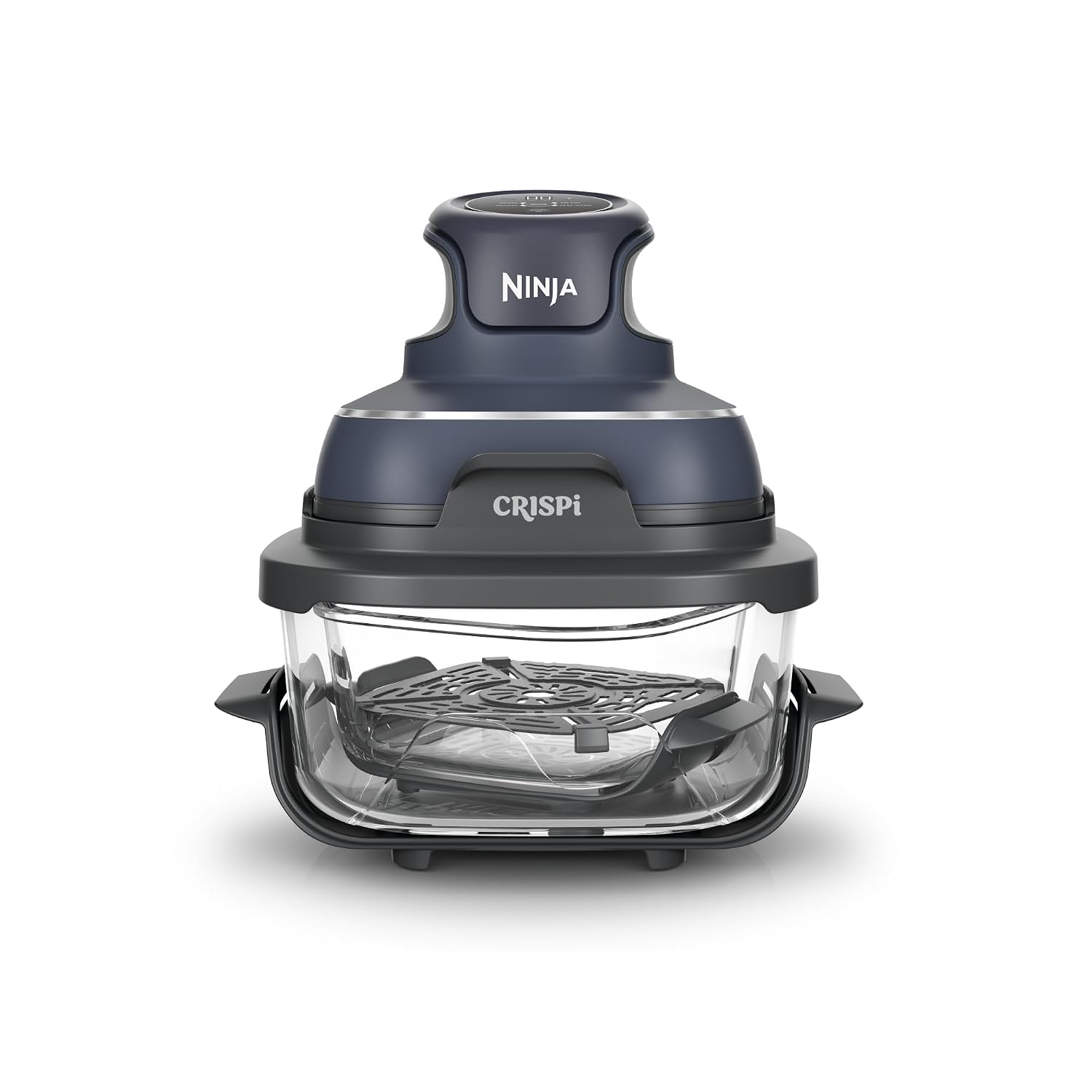 Ninja FN101EUGY CRISPi Portable Air Fryer, 3.8 L, 4-in-1: Airfry, Roasting, Keeping Warm, Crispy Warming, Space-Saving Compact Design, 2 Removable Glass Trays & Lids, 1700 W, Grey Ninja