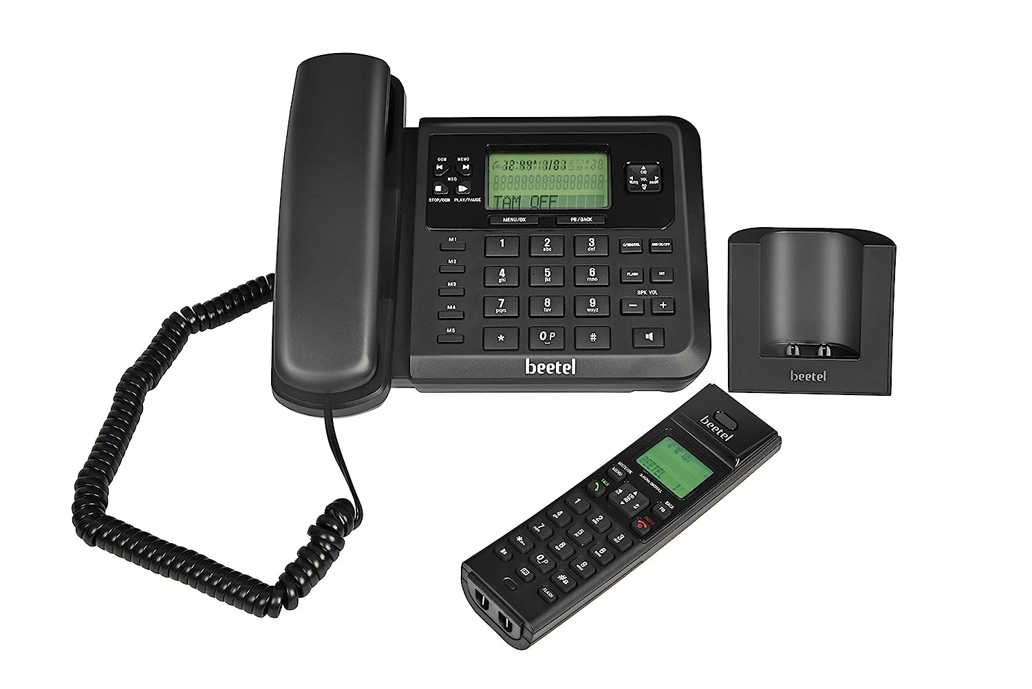 Beetel X78 2.4GHz Cordless Combo, with 2 Way Speaker Phone for Both Base and Handset, 3 Way Call conferencing, 8hrs Talk Time and 4 Days stand by, Stylish & Sturdy for Both Home and Office (X78 Black)