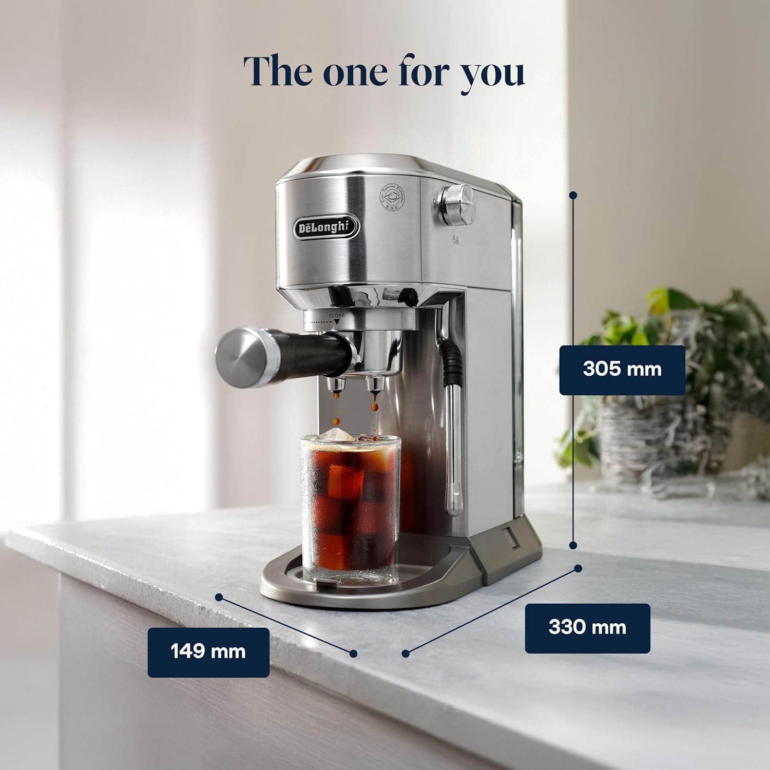 DeLonghi Dedica Duo EC890.M, Barista Coffee Machine with Pump, Espresso and Cold Brew, Manual Coffee Machine with LatteArt Steam Rod, 15 cm Wide, 2 Espresso, Touch Screen, Cup up to 13 cm, Metal Mahajan Electronics Online