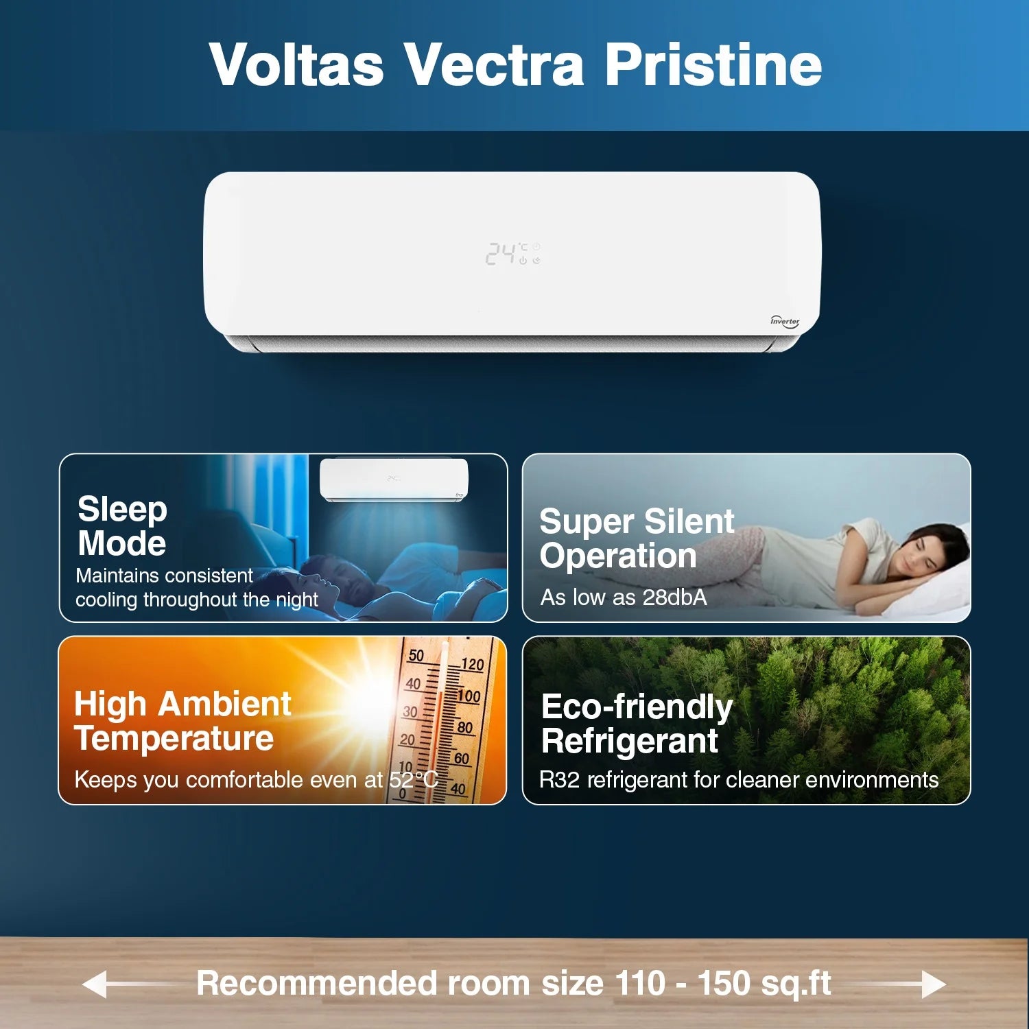 Voltas 183V Vectra Pristine 1.5 Ton, 3 Star Adjustable Inverter Split AC Mahajan Electronics ONline