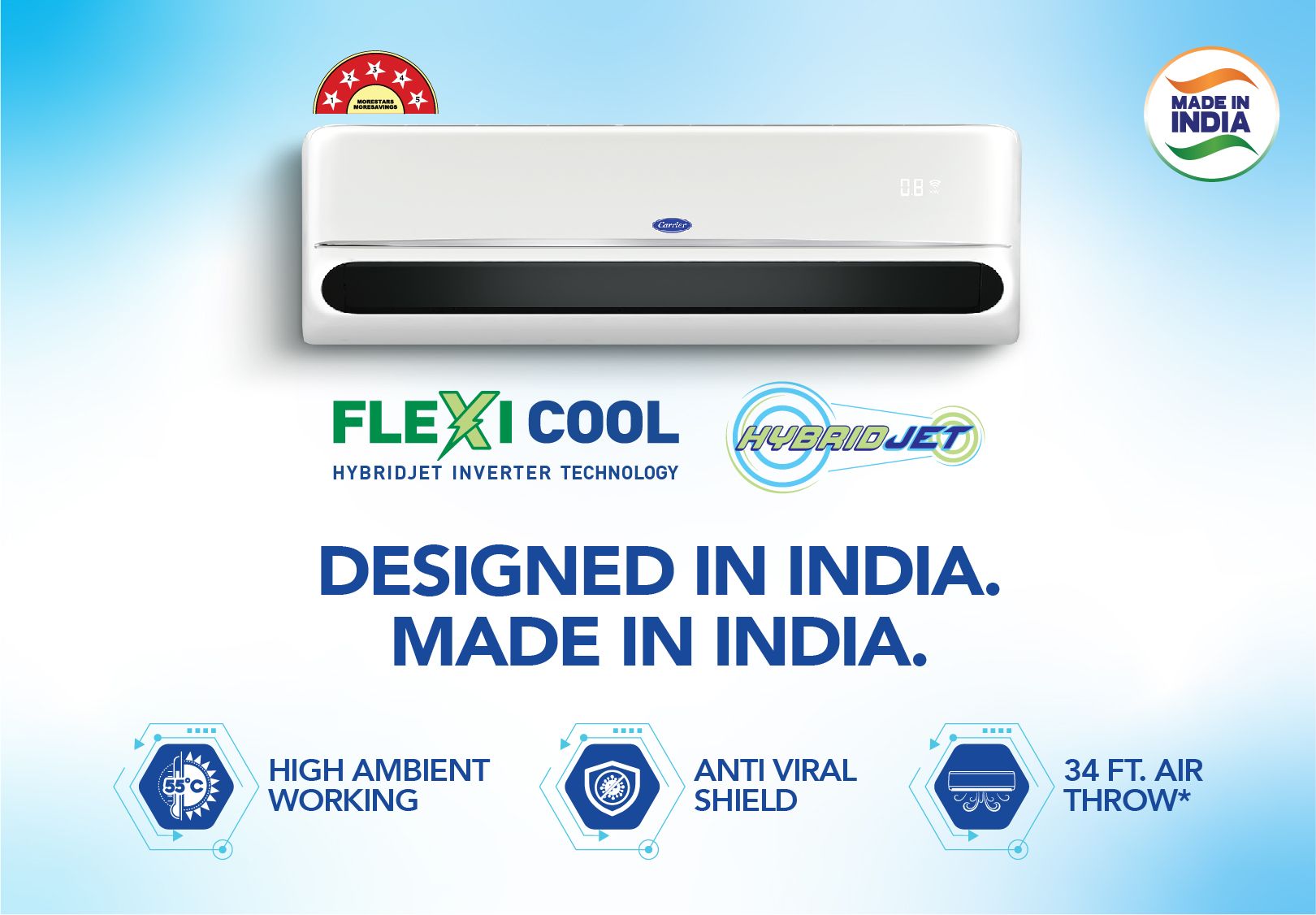 Carrier 18K Indus Dxi 5 Star Smart Ac Hybridjet Inverter R32 Split AC CAI18IN5R32W0 - Mahajan Electronics Online