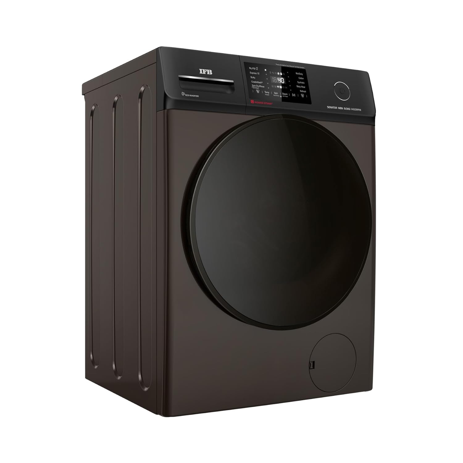 IFB Senator MBN 8014 8 Kg 5 Star Powered by AI with 9 Swirl Wash, Fully Automatic Front Load Washing Machine ( Steam Refresh Program with Eco Inverter, Mocha) Mahajan Electronics Online