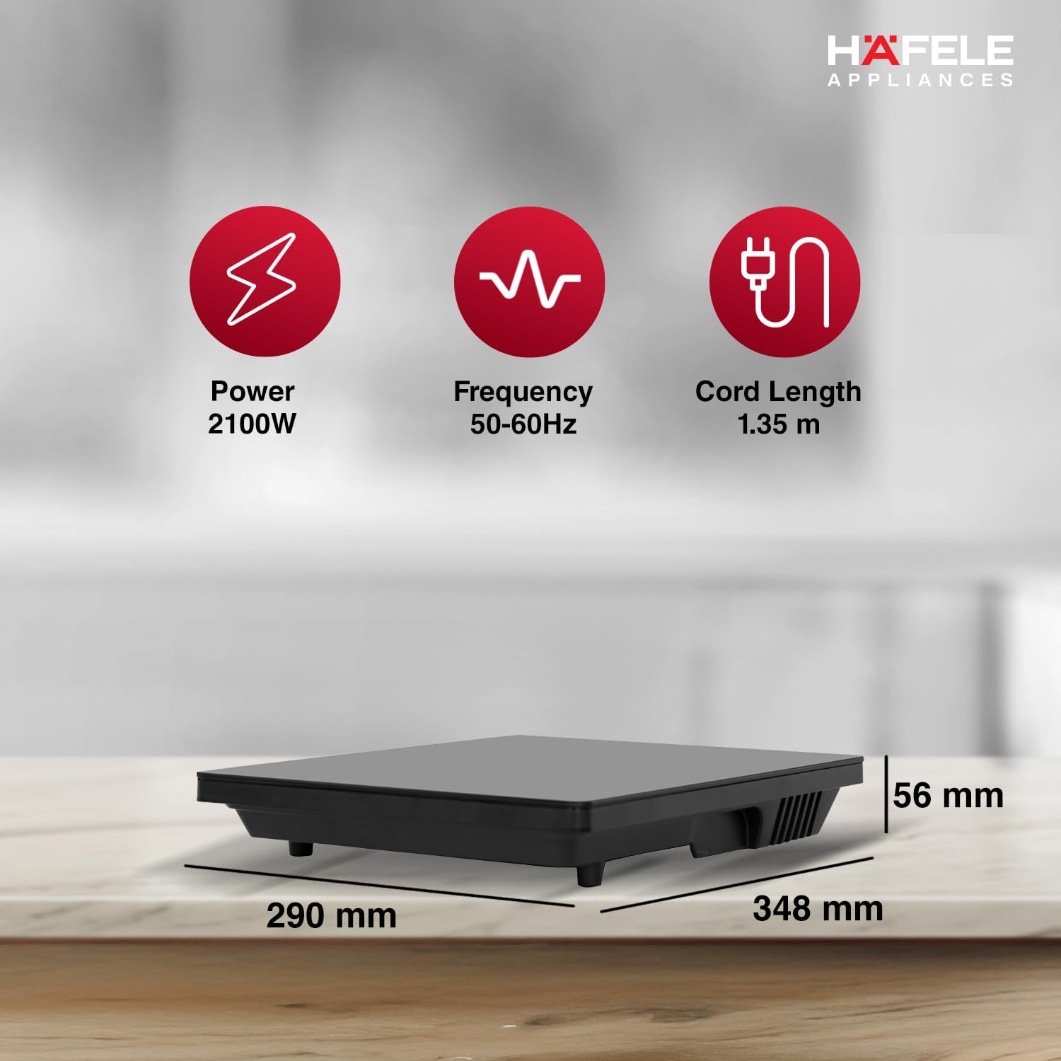 Hafele Magnechef Induction Cooktop |2100W High Power | Ceramic Glass Plate | Auto Cook Menus | Intuitive Touch Control | 2 Year Warranty | Black Mahajan Electronics Online