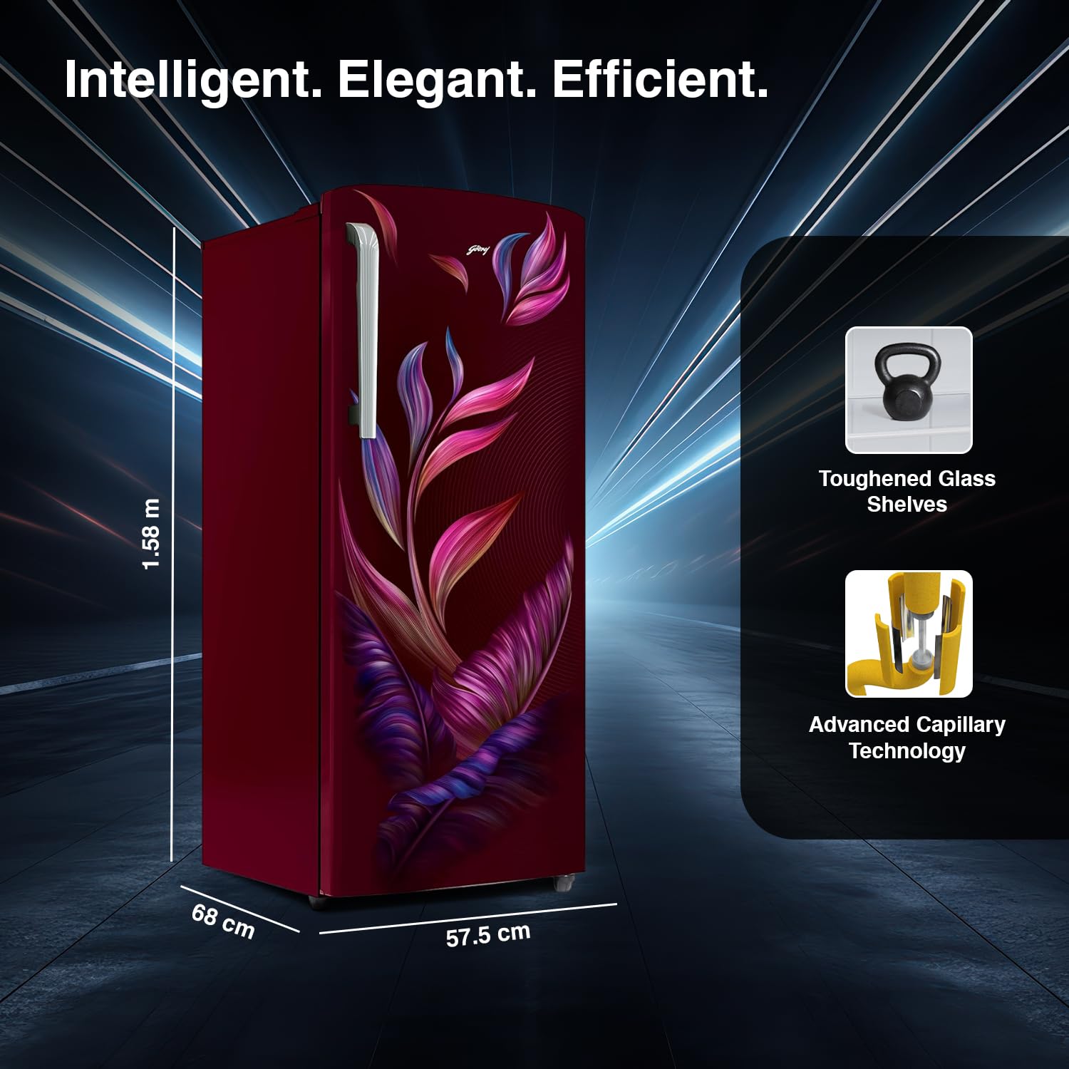 Godrej RD EMARVEL 290C THI FU WN 268 L 3 Star Turbo Cooling Technology Ensuring Faster Cooling Direct Cool Single Door Refrigerator With Advanced Inverter Technology (Fusion Wine) Mahajan Electronics Online