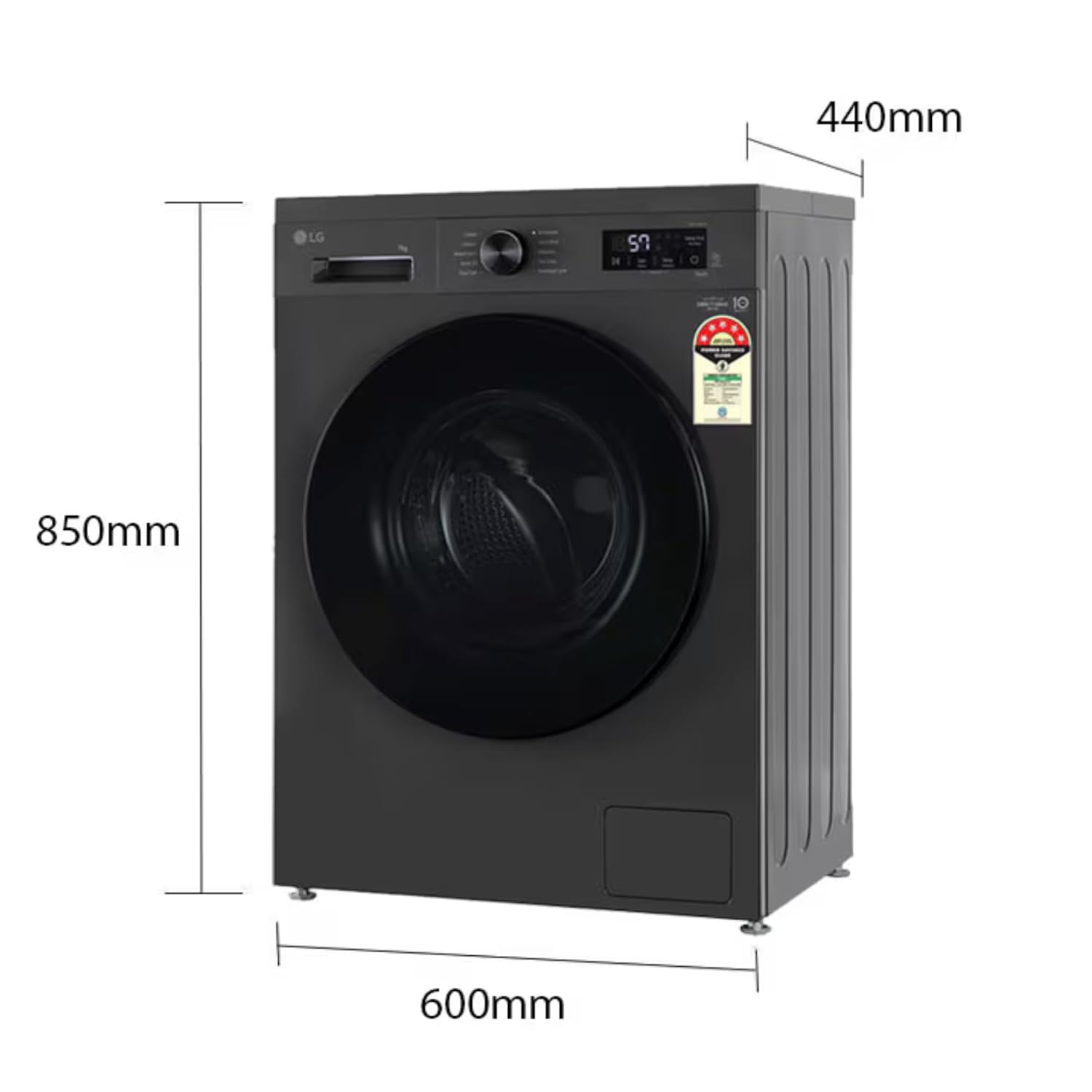 LG FHB1207Z4M 7 Kg 5 Star Inverter Direct Drive Fully Automatic Front Load Washing Machine ( Middle Black) Mahajan Electronics Online