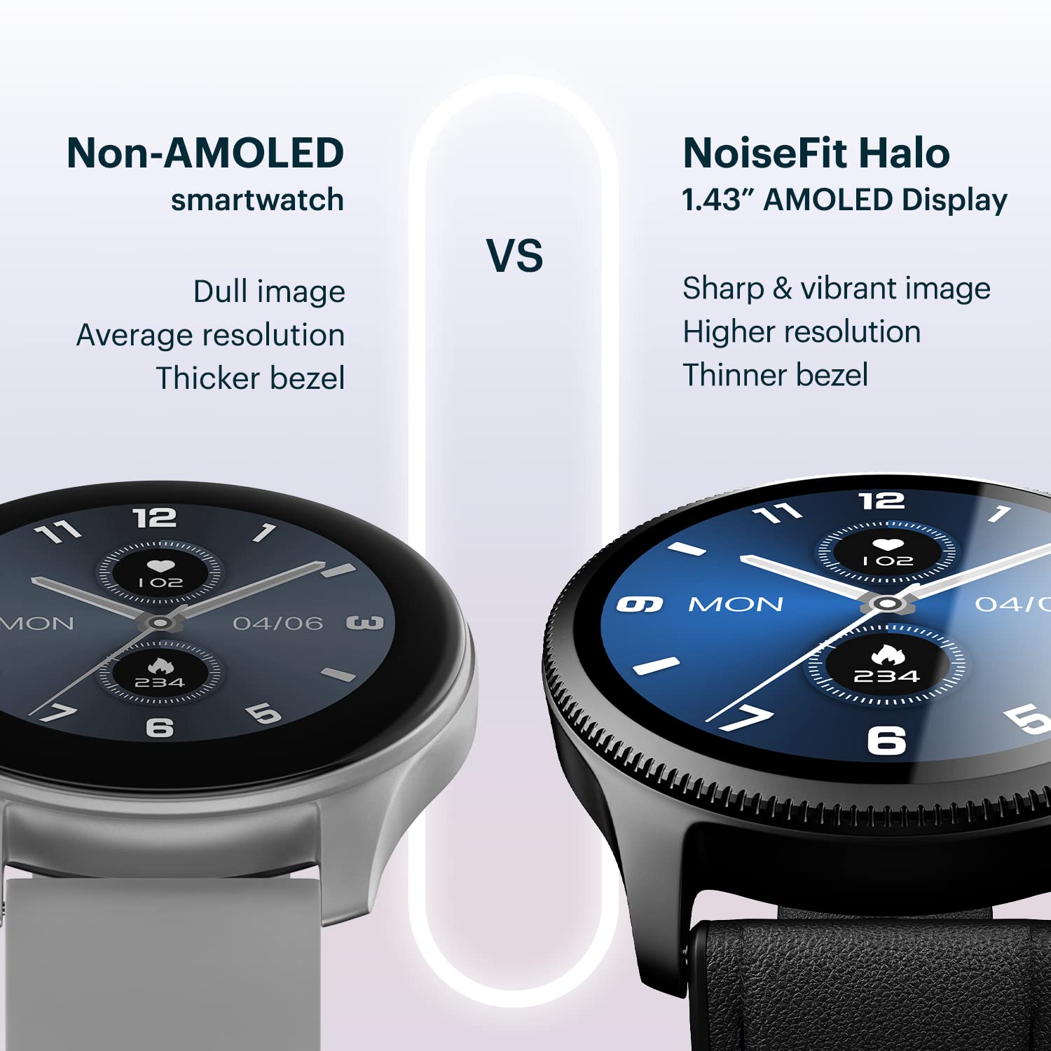 NoiseFit Halo 1.43" AMOLED Display, Bluetooth Calling Round Dial Smart Watch, Premium Metallic Build, Always on Display, (Classic Black) - Mahajan Electronics Online