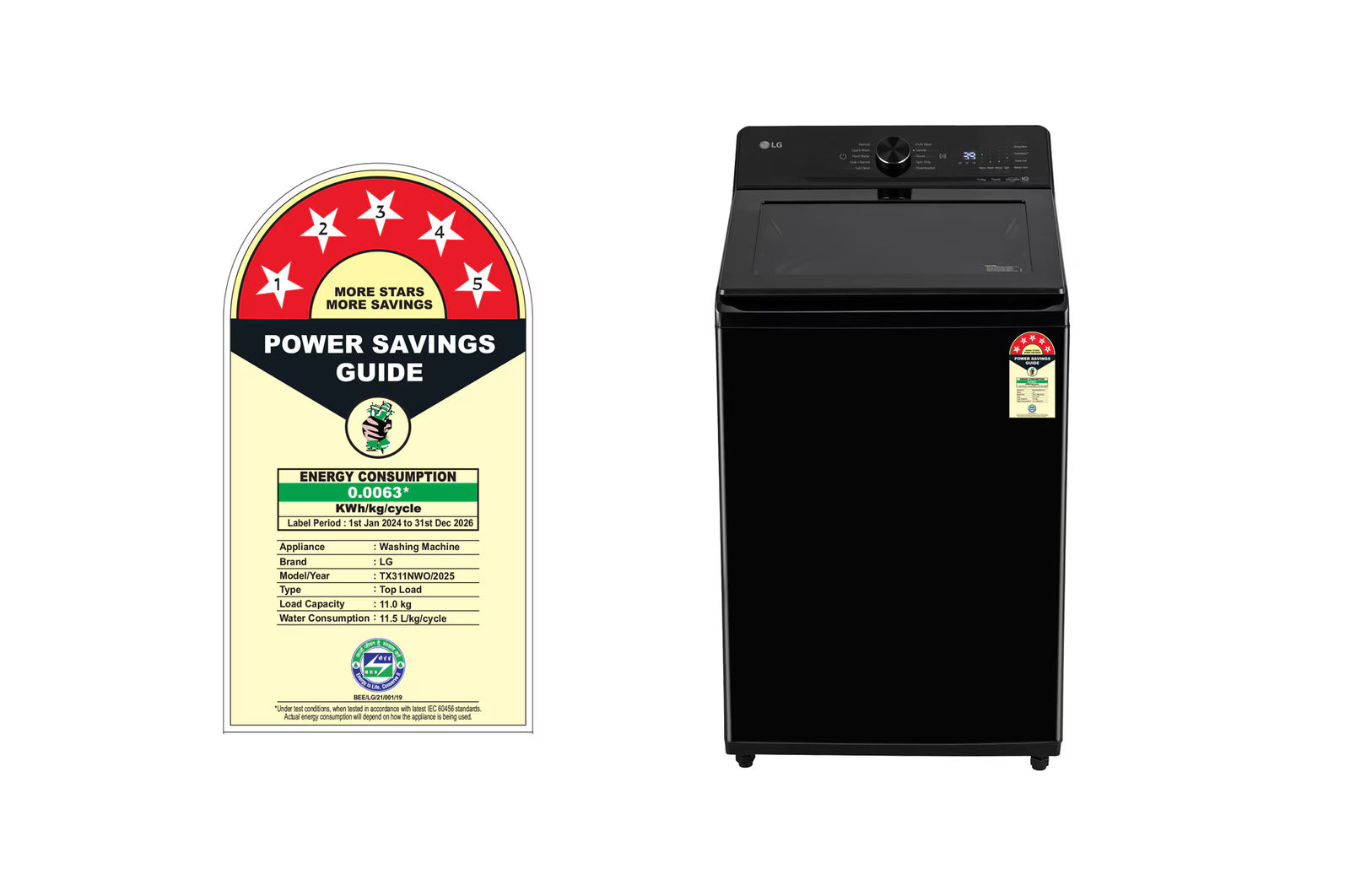 LG TX311NWO 11Kg Top Load Washing Machine, AI Direct Drive™, 6 Motion DD, Onyx Black, 5 Star Mahajan Electronics Online